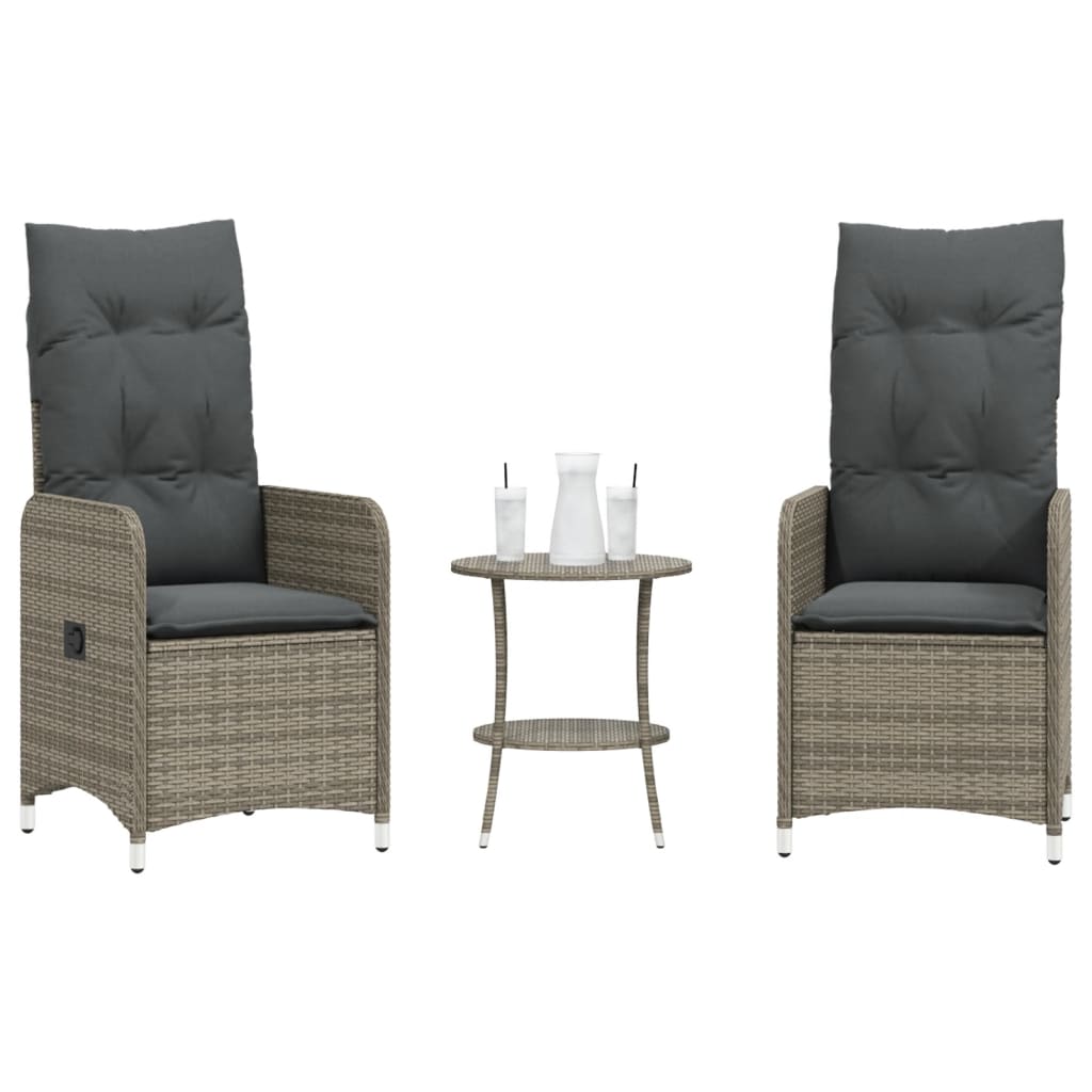 Salon De Jardin Résine Tressée – Table + 2 Chaises Avec Coussins Et Oreilles – Neuf