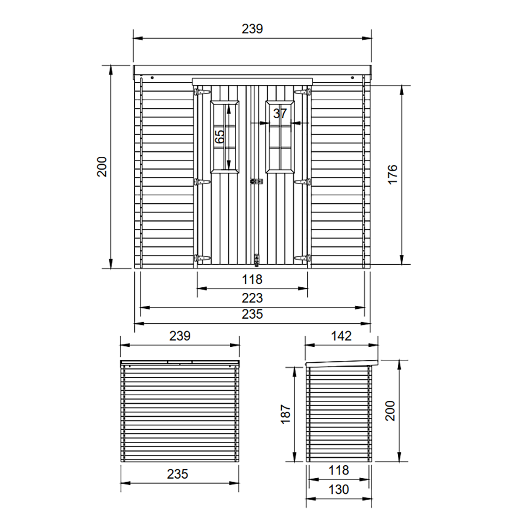 Casa de almacenamiento jardín 142x239x200 cm/2.63 m2 - TIMBELA M310C - 5