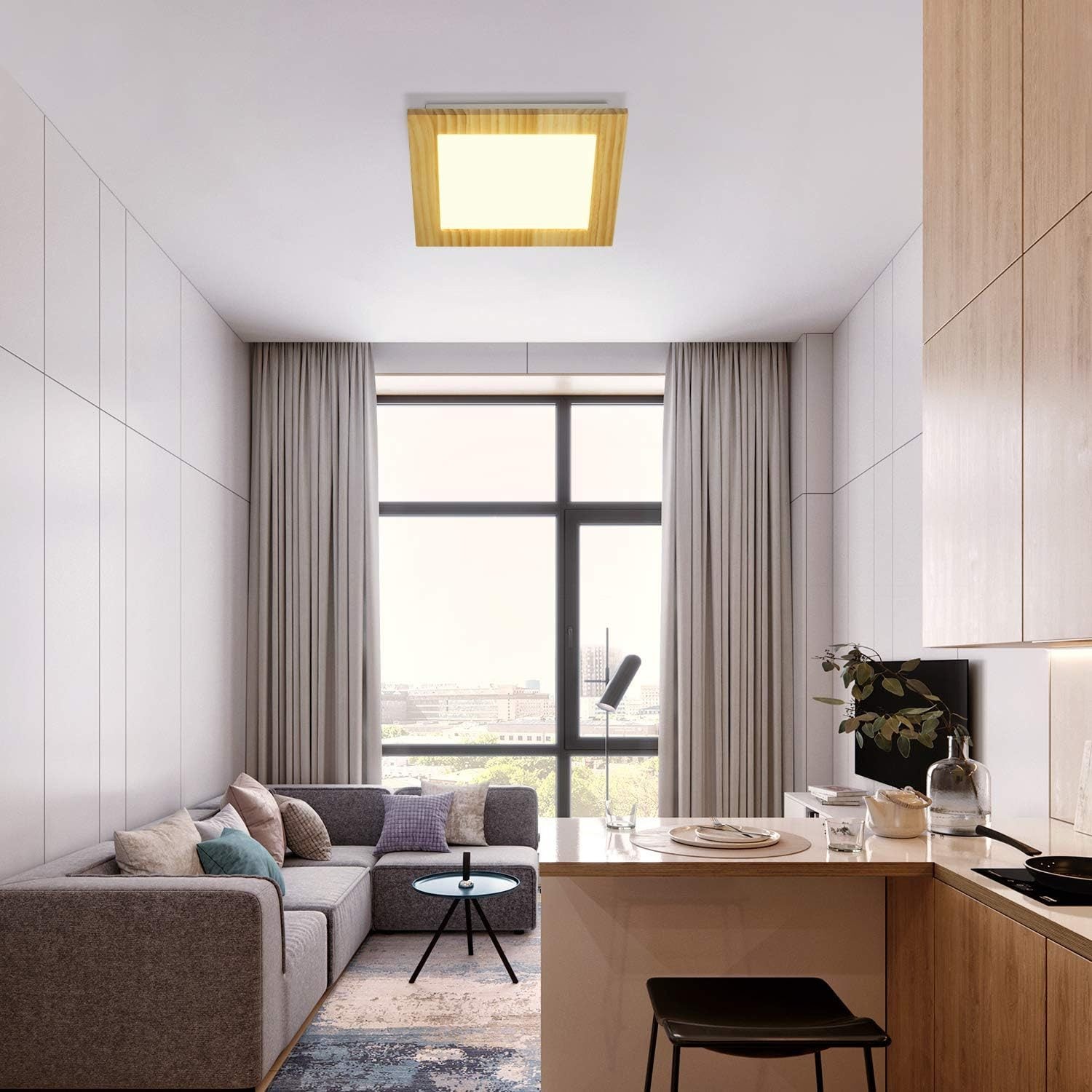 NETTLIFE Plafonnier LED Salon Bois Plat Chambre Panneau Couloir Intérieur 3000 K Blanc Chaud 30 cm 17 W pour Cuisine Salle à manger Escaliers Balcon - 9