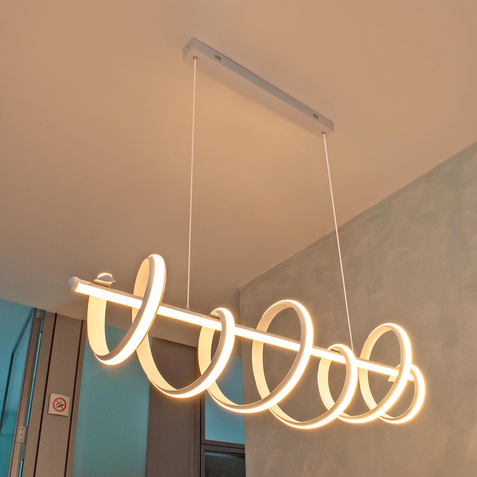 Suspension LED stylisée 60 W CCT 3000 K à 6500 K Design moderne Lampe suspendue Cuisine Salon Éclairage de table - 8