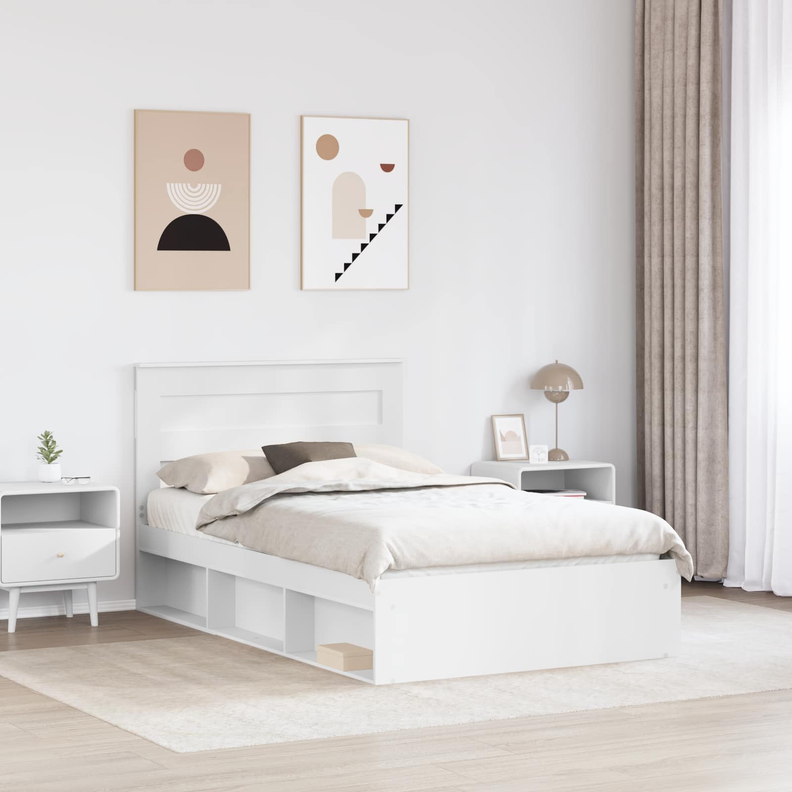 Cadre de lit blanc 120 x 200 cm en pin massif - 3