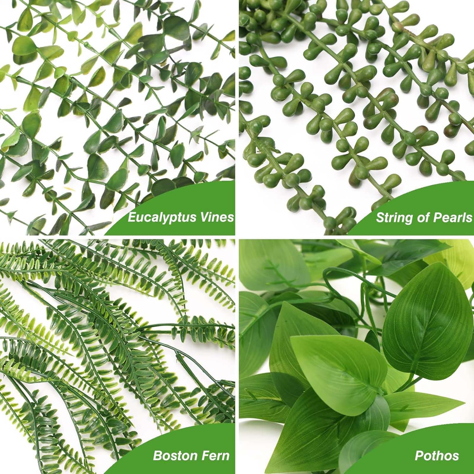3 Piante Artificiali Sospese In Vaso - Plastica Verde, Eucalipto E Mandala, Decorazione Per Casa, Balcone E Matrimoni - 5