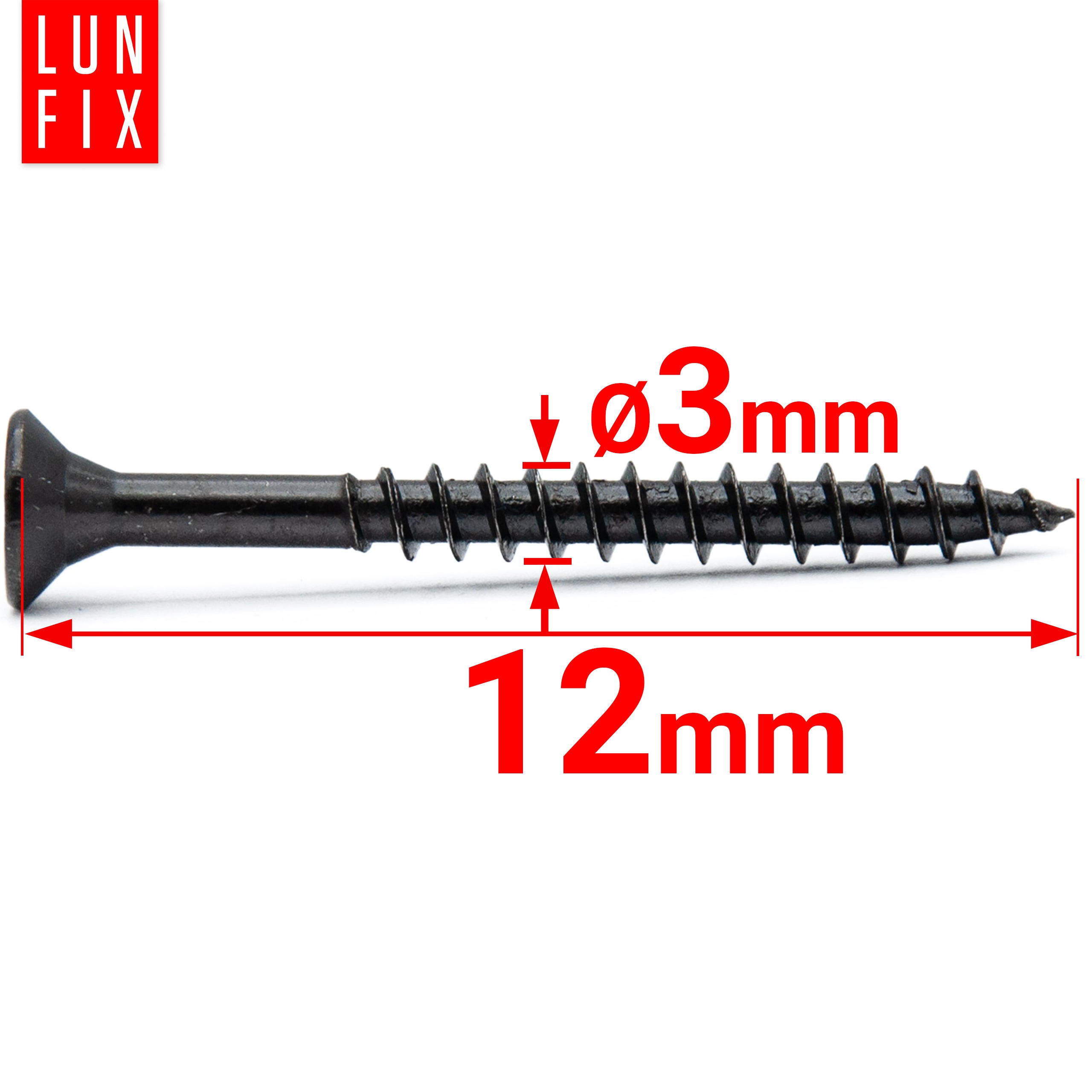 Wkręty do drewna uniwersalne czarne 3x12mm 100szt. - 2