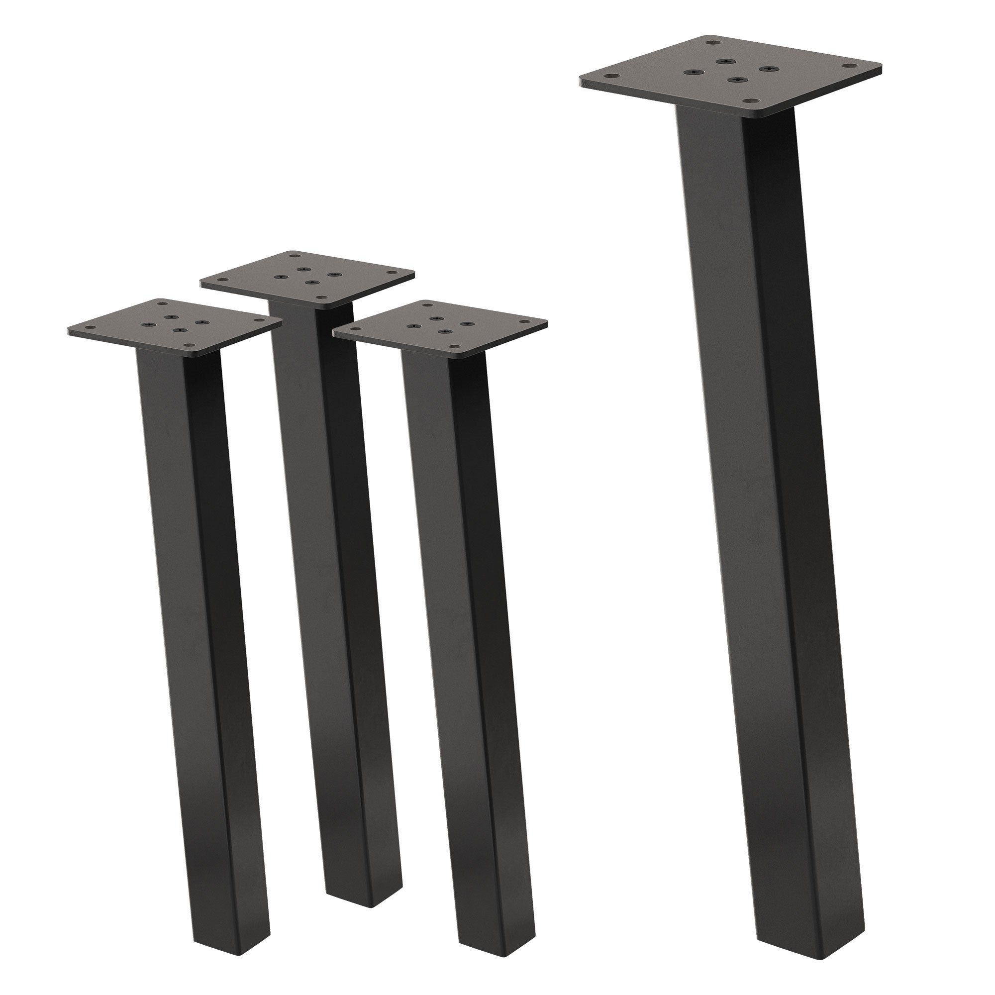 ML-Design zestaw 4 nóg meblowych 42 cm ciemnoszary stal lakierowana proszkowo kwadratowy profil 4x4 cm kąt 96° i-kształt do stolików kawowych i ław