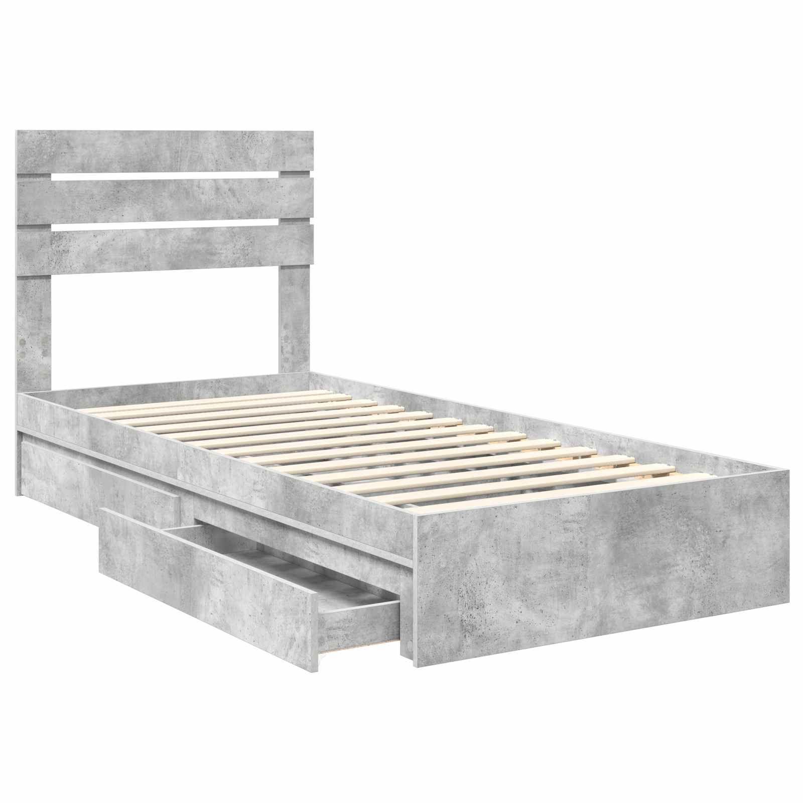 Lit de rangement Gris béton 90 x 190 cm panneau de bois - 5