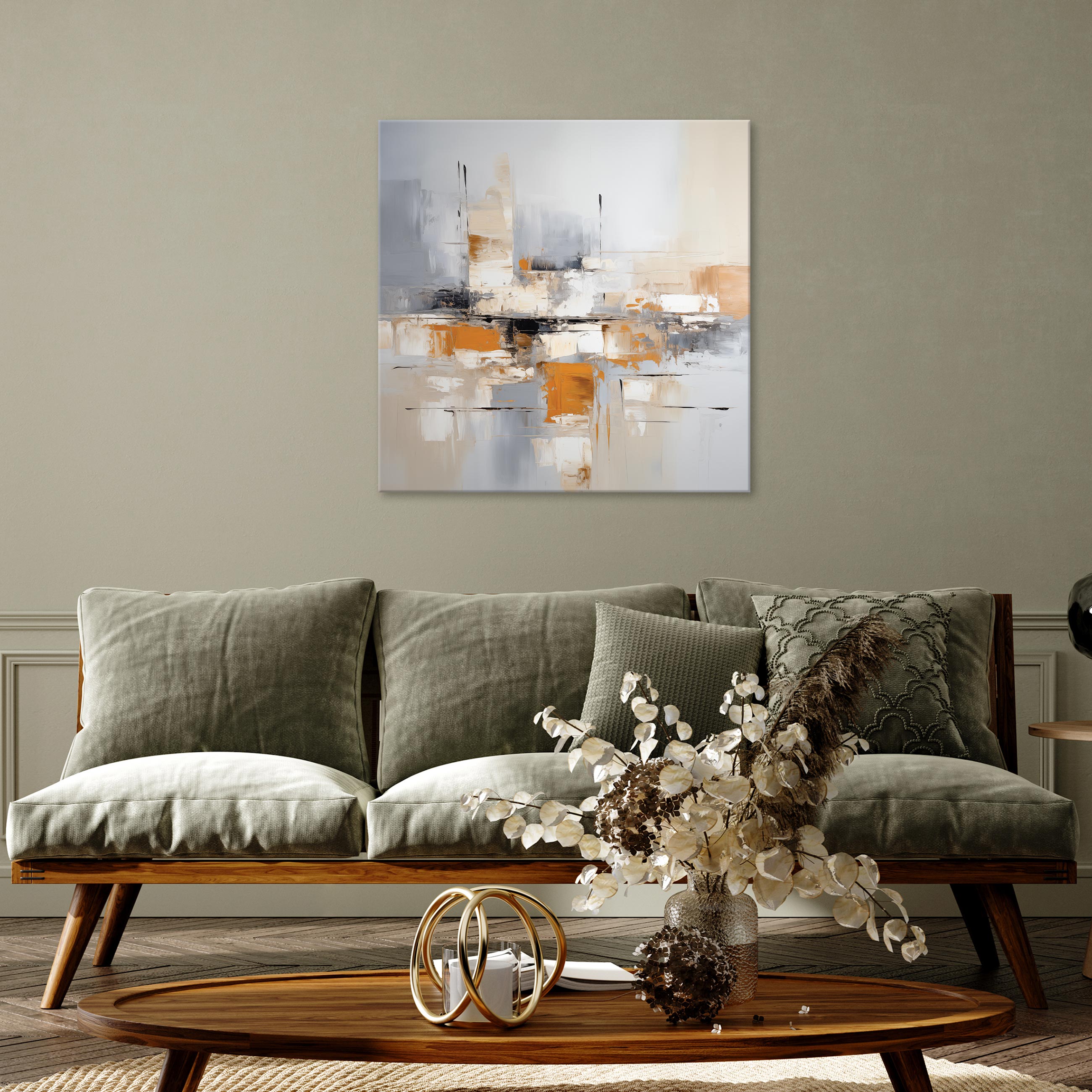 Impression sur Toile Abstraction Boho Art Moderne 40x40 cm XXL Tableau Décoration Murale Intissée pour Salon Chambre pret a accroche - 2