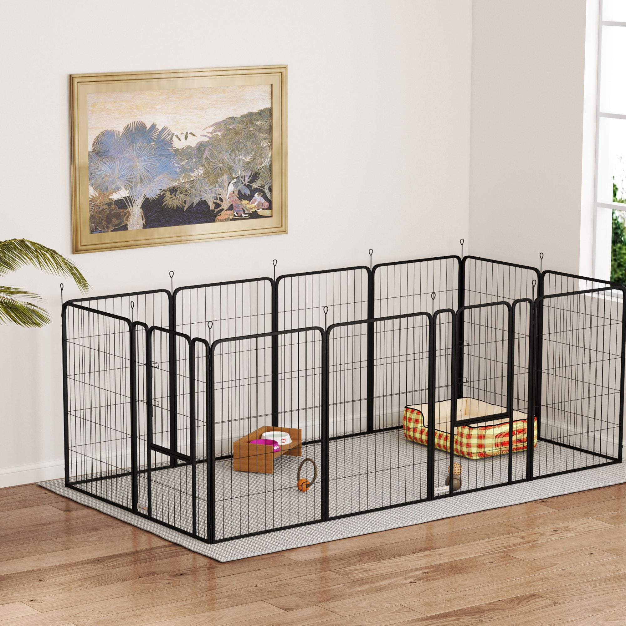 Parque para Perros PawHut Acero Negro 204x204x100 cm D06-248V02BK - 4