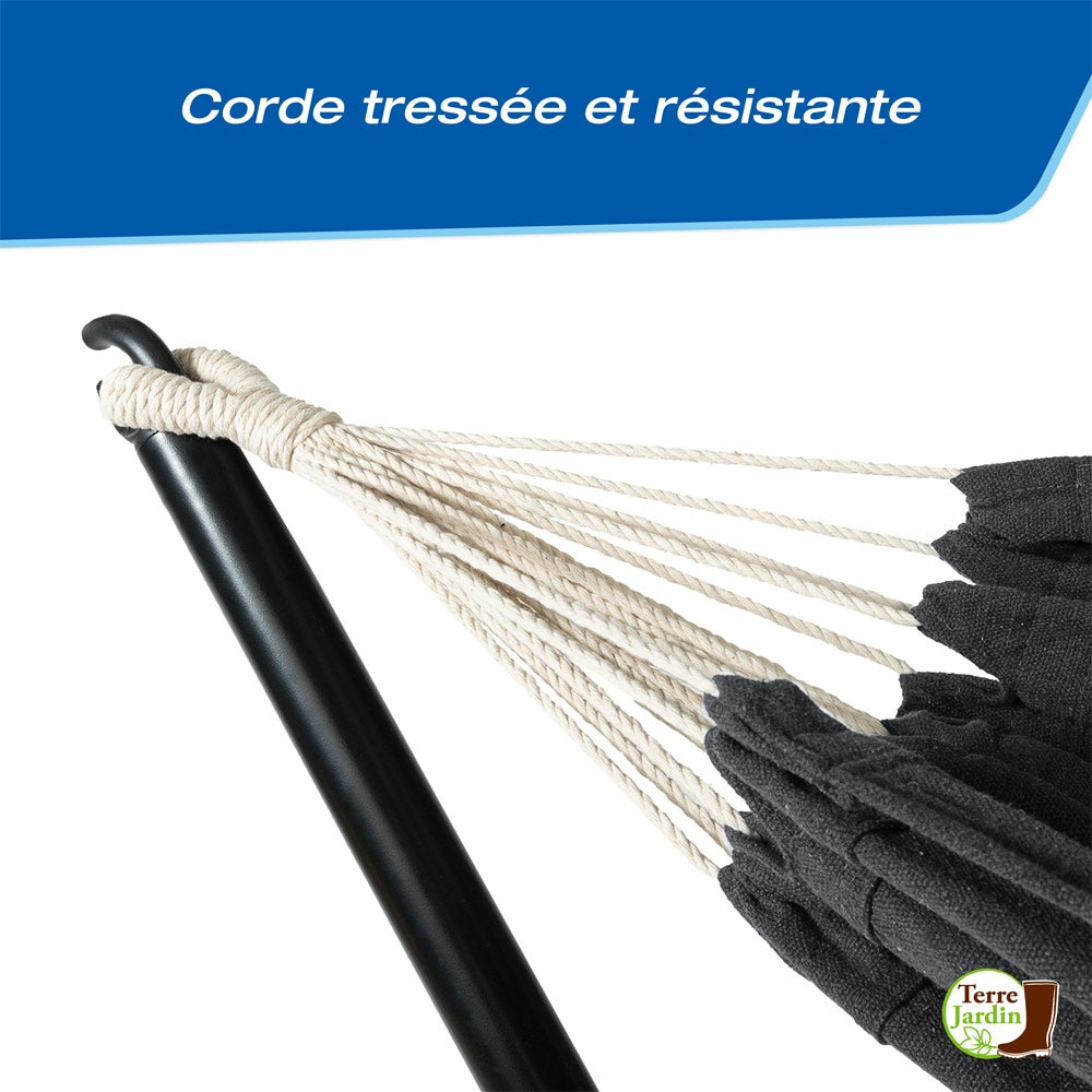 Hamac sur pied métal ZenCool, Toile anthracite, Charge maximale de 200 kg, 256 x 100 x 95 cm - 4