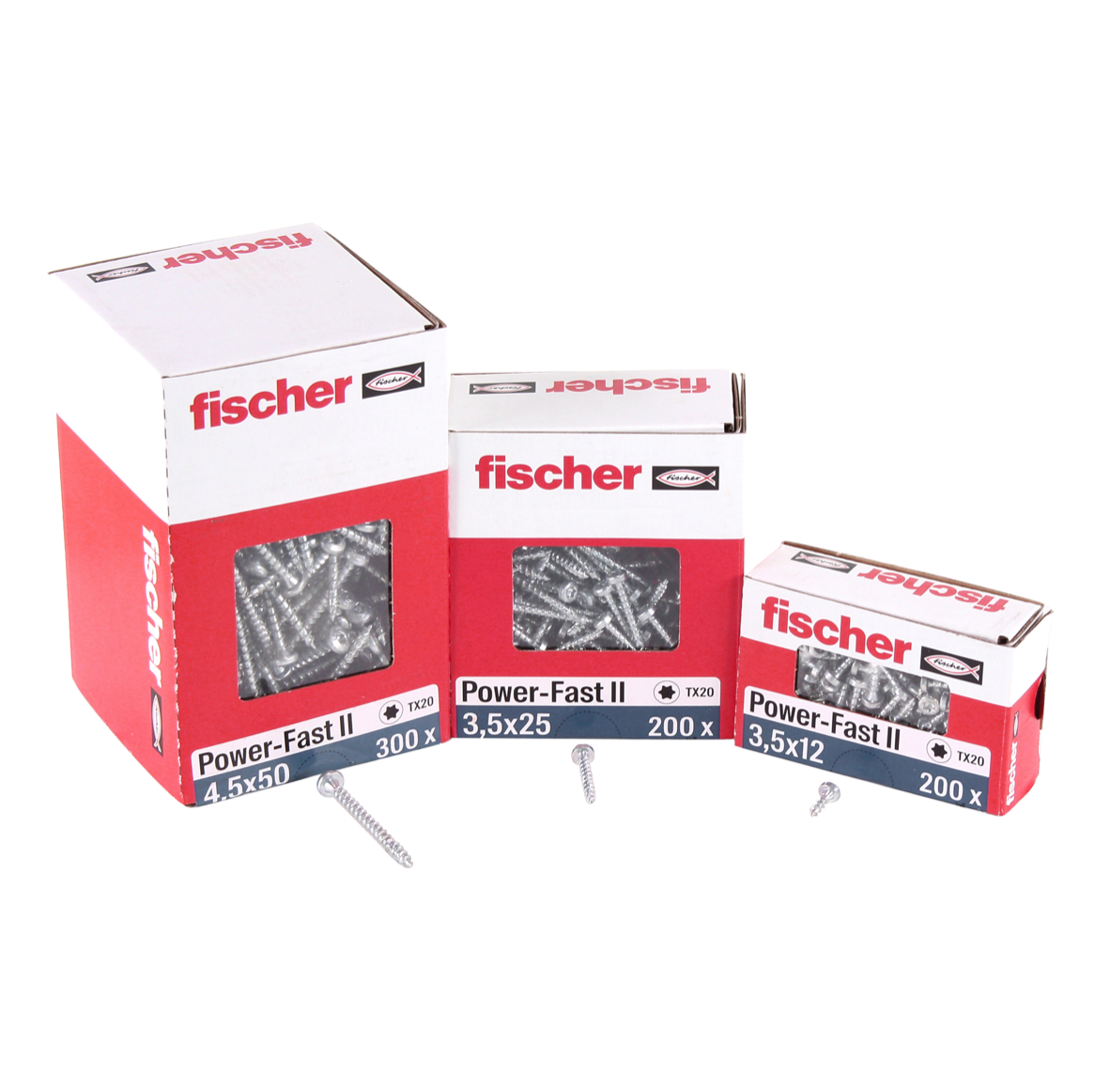 Fischer 200x Power-Fast II FPF II PTF 3,5 x 30 mm BC Pan Head z gniazdem TX20, pełny gwint, ocynkowany galwanicznie, pasywowany na niebiesko - 670102