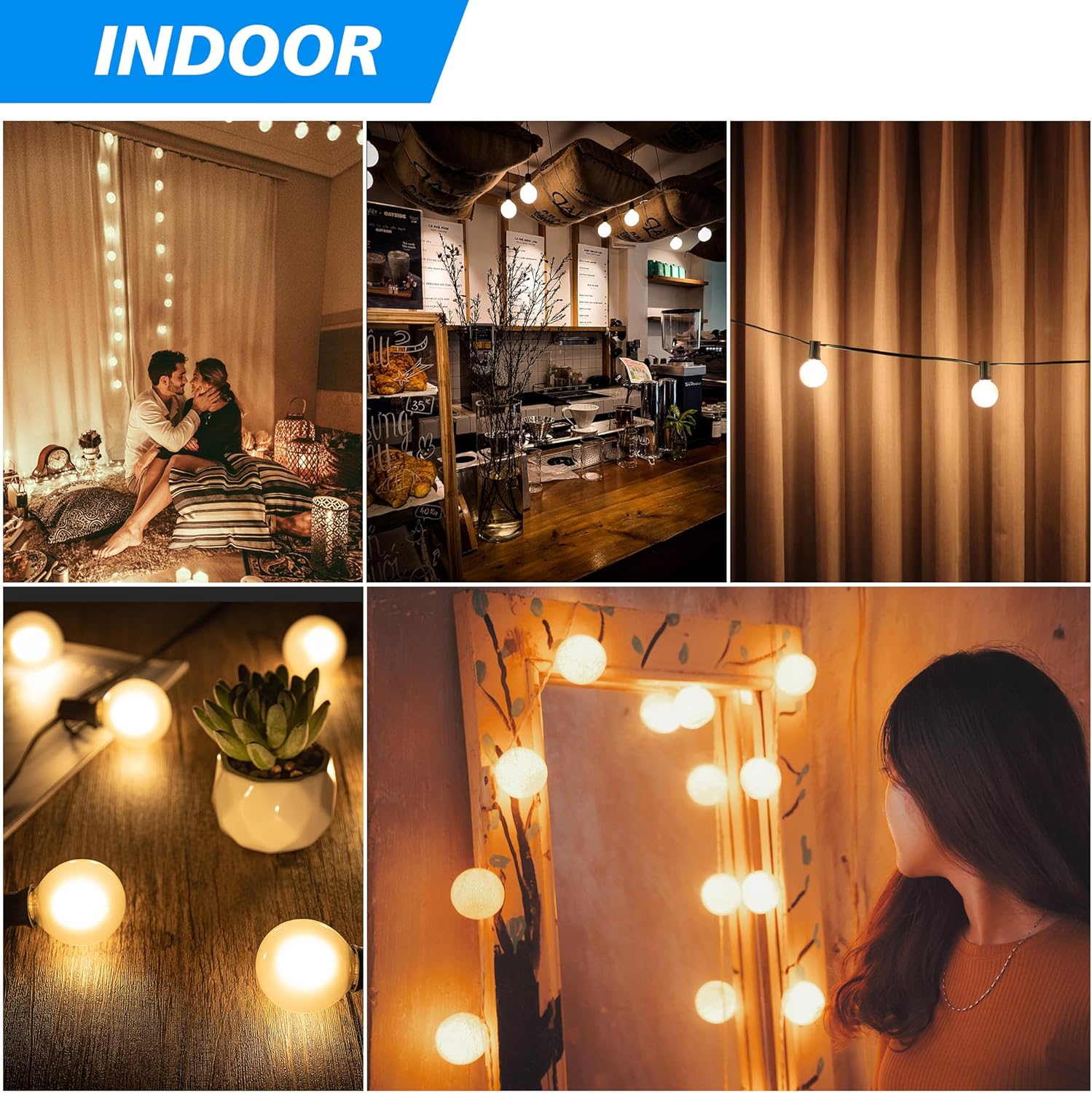 Matowe żarówki LED G40, żarnik E12, styl Vintage Edison, odpowiednik 1 W (10 W), ciepła biel 2200 K, do żyrandoli, nieściemnialne, opakowanie 15 szt. - 5