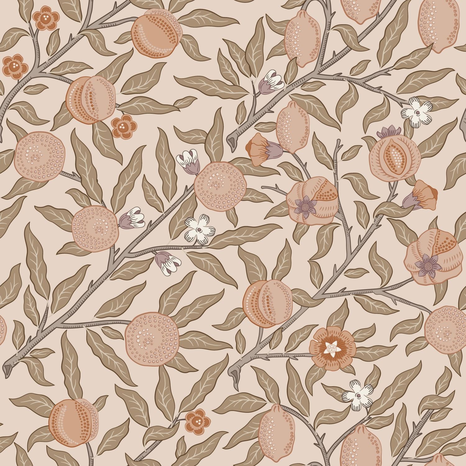 Papier peint des fruits et des feuilles exotiques terracotta claire - 50 x 900 cm - ESTAhome - 8