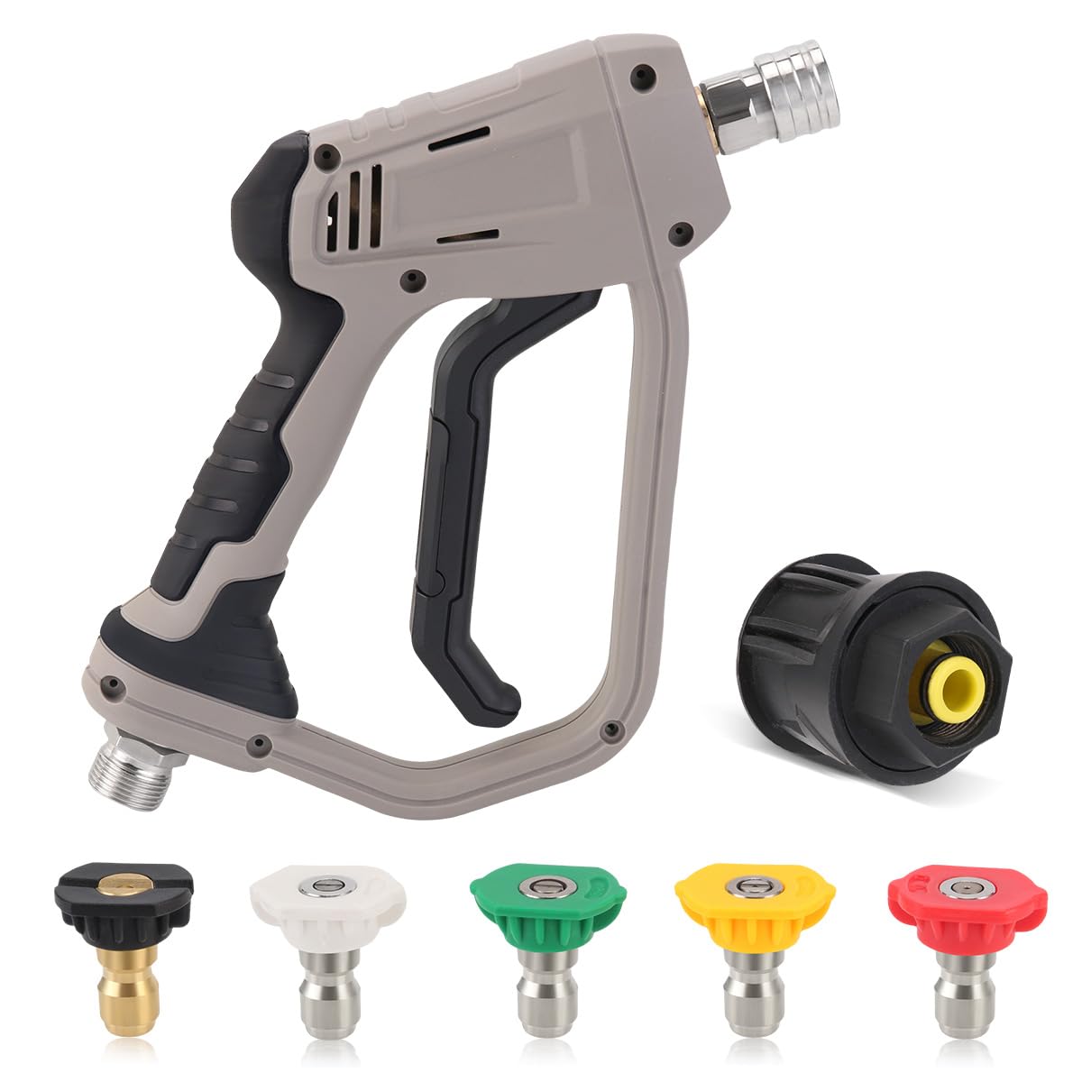 Pistolet do mycia wysokociśnieniowego 4000 PSI Yuirshion 5 dysz, szybkozłącze, interfejs M22, adapter Karcher K1-K7, zestaw do urządzenia myjącego