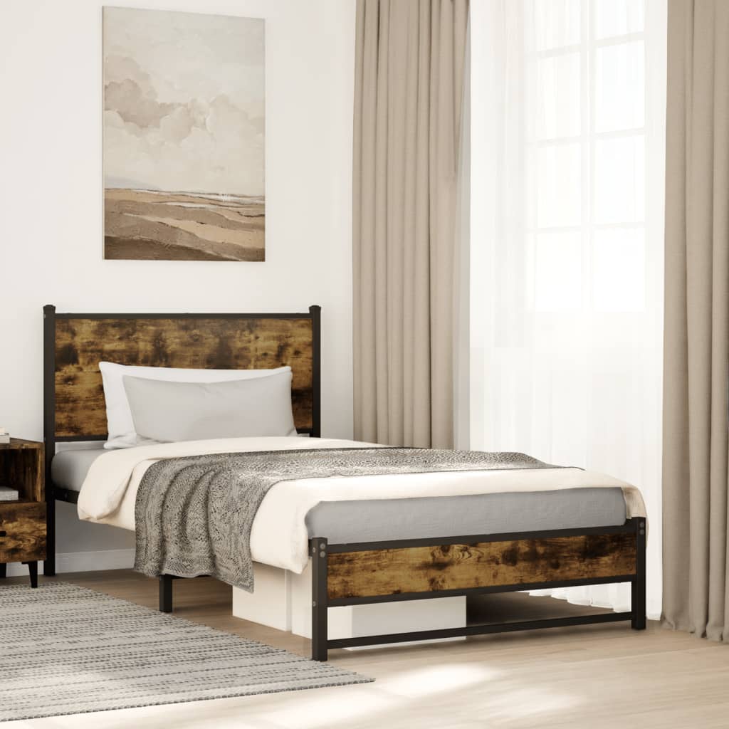 Łóżko Metalowe Czarne Rama łóżka Ze Stelażem Łóżko Do Sypialni Pokoju 100x190 cm