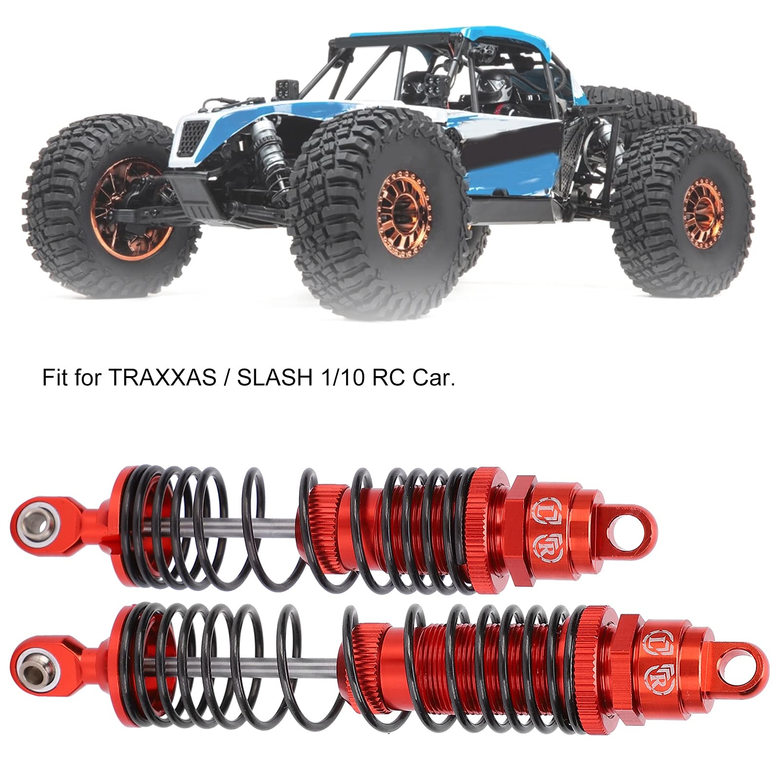 Ammortizzatore anteriore e posteriore in metallo RC da 4 pezzi per auto RC SLASH 1/10 (rosso) - 3