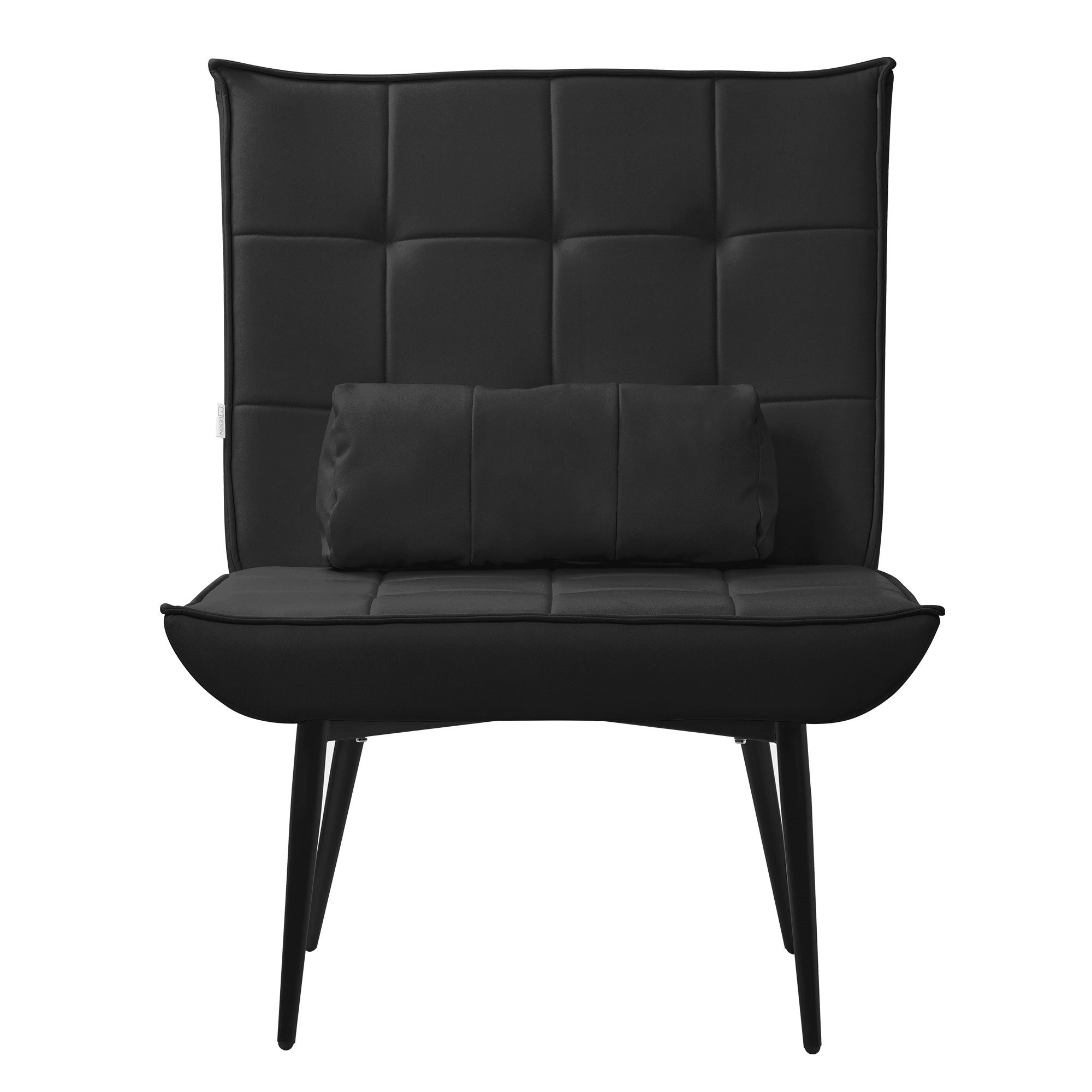 ML Design fotel rozkładany czarny tapicerowany skóra sztuczna PU z czarnymi metalowymi nogami ergonomiczny skrzydłowy z poduszką lędźwiową do relaksu - 2