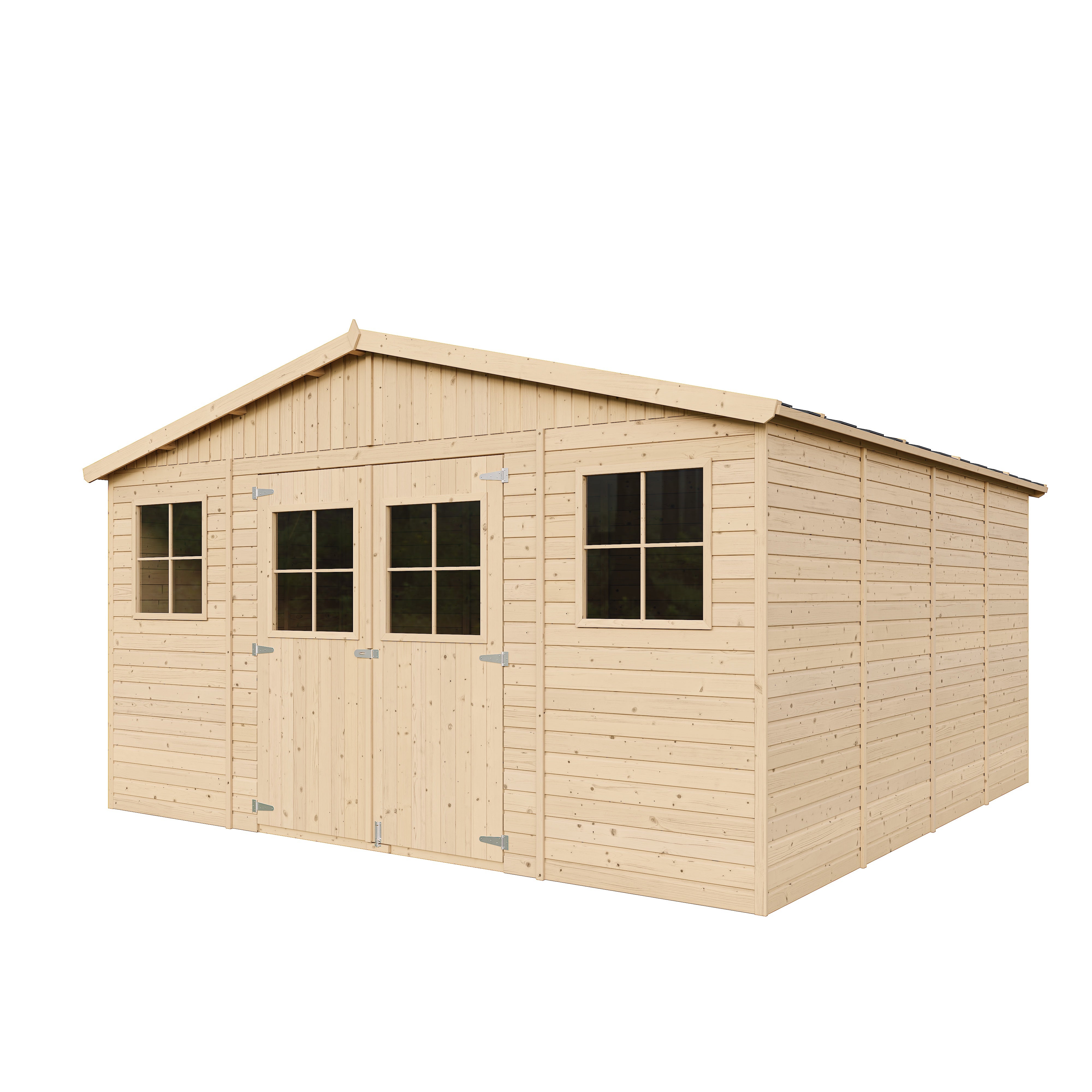 Cobertizo de madera para jardín - 418x420cm/16m2 Cobertizo de madera natural - Taller de Jardín - TIMBELA M330 - 2
