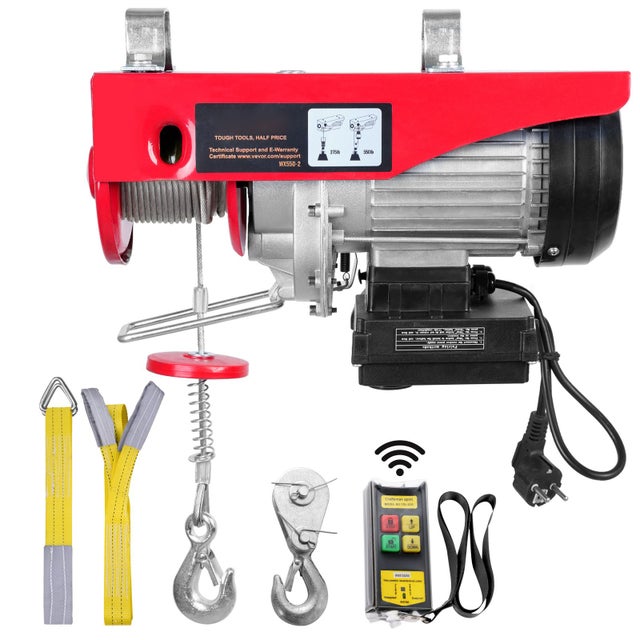 Palan électrique 249.5 kg 510W 220V, treuil avec télécommande sans fil, moteur cuivre pur levage 12m câble acier pour garage et entrepôt