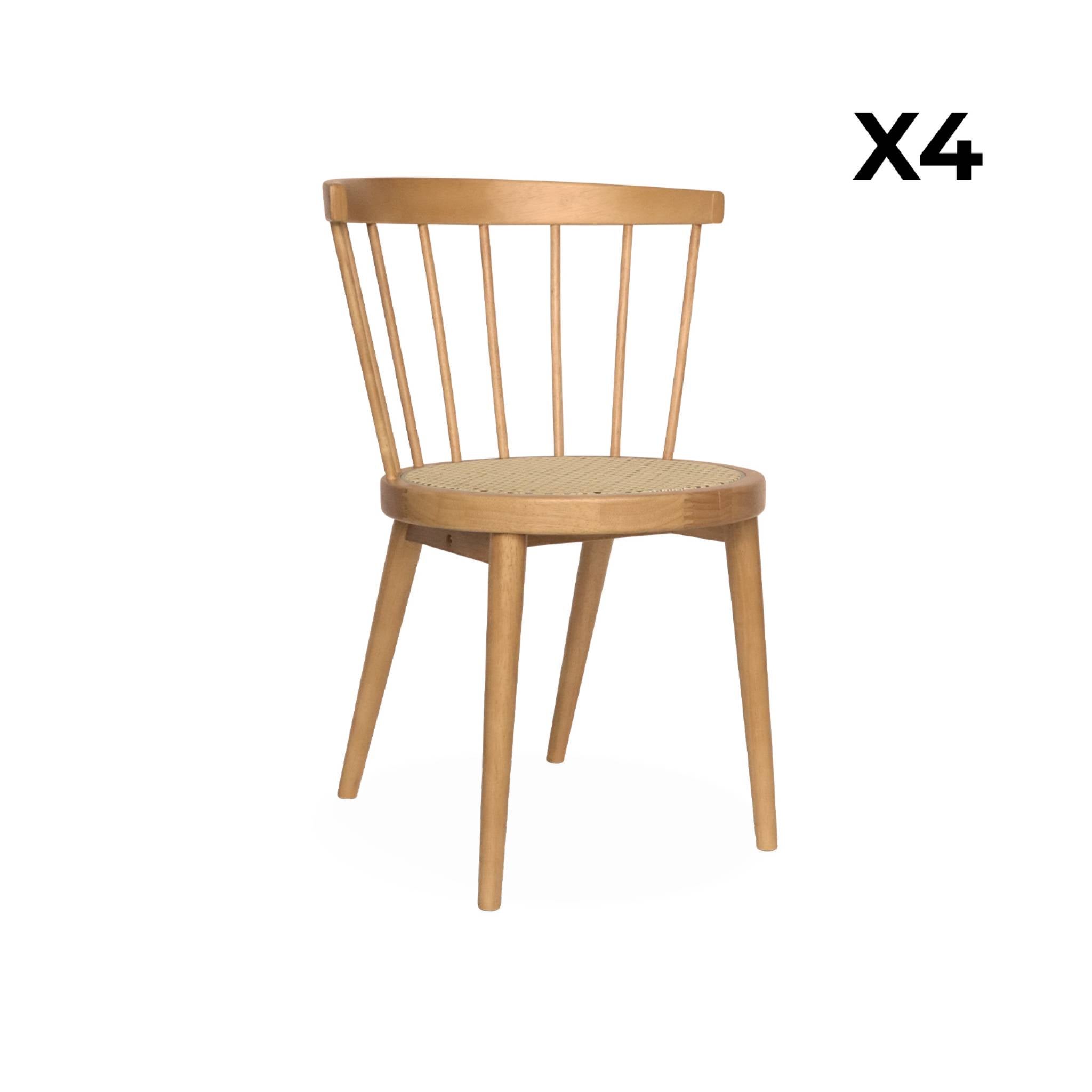 Lot de 4 chaises naturelles en bois et cannage. Nora. L 53 x P 53.5 x H 76cm NORA - 9