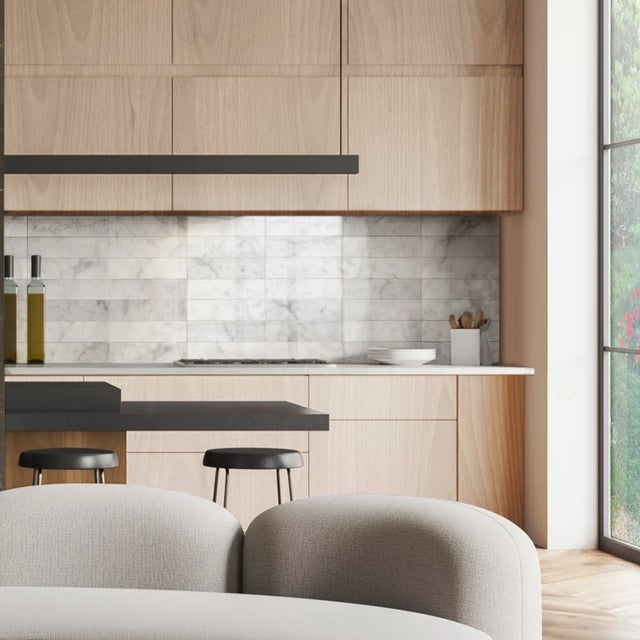 Veritable Marbre de Carrara Italien Poli 7,5x30,5 cm – Revêtement Mural Haut de Gamme