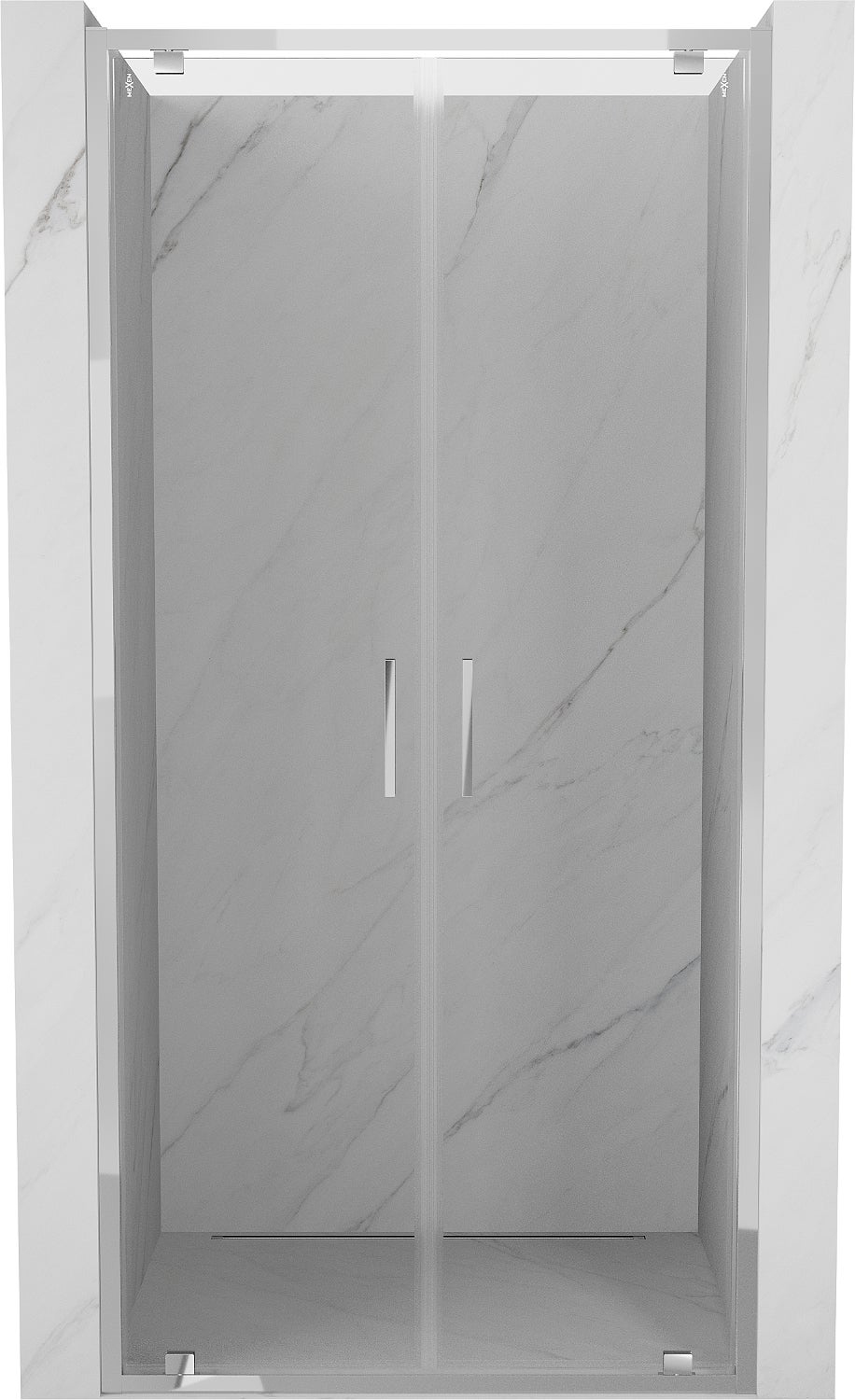 Mexen Exo drzwi prysznicowe podwójne uchylne 100 cm, transparent, chrom - 8182-100-000-01-00