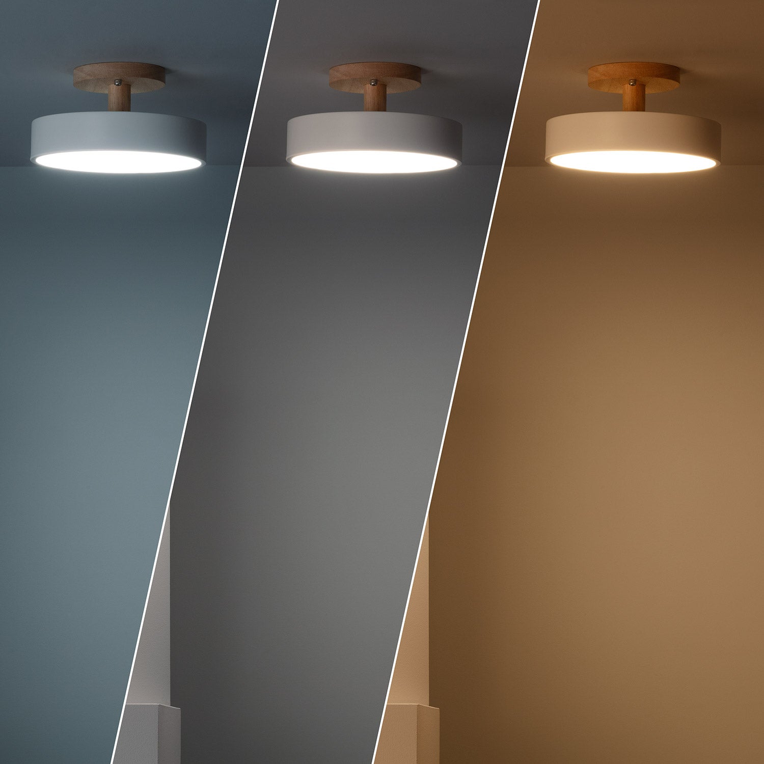 Ledkia Lámpara de Techo LED 12W Madera y Metal CCT Seleccionable Whisty Blanco - 4