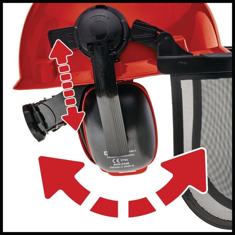 Einhell Casque de protection forestier (rabattable et réglable, Oreillettes anti-bruit orientables) - 2