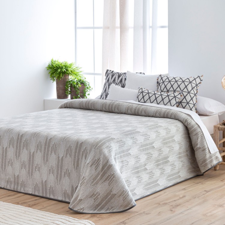 Colcha reversible conil - diseño jacquard, ligera. color gris. para cama de 160 cm