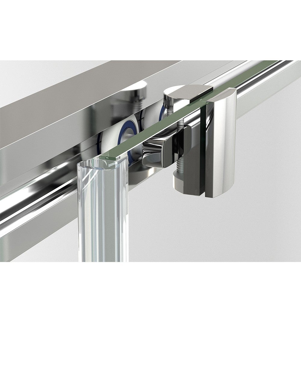 Parete doccia scorrevole 1 porta 1 fissa | 195 cm (Adattabile 189-194cm) | Vetro Anticalcare Trasparente 6 mm | Profilo cromato - 9