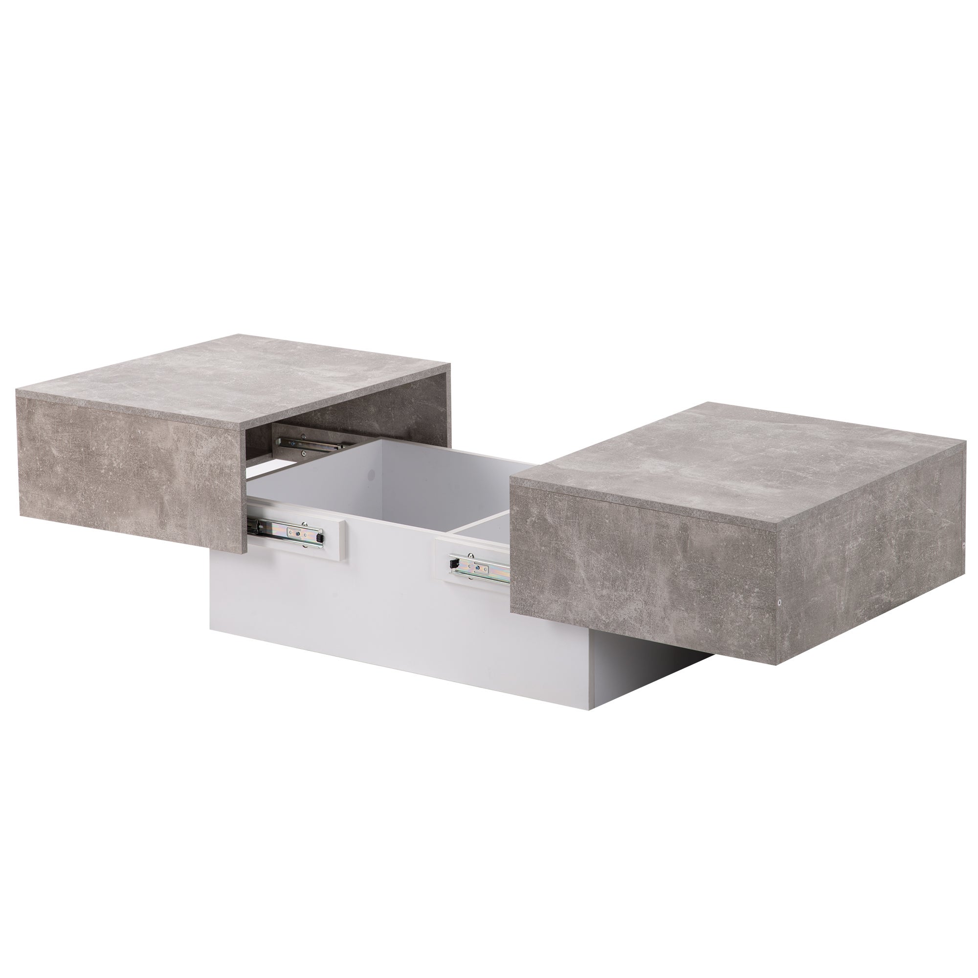 (=WF199569, même article) Table de canapé universelle, salon, haute brillance avec table extensible et espace de rangement (gris) - 4
