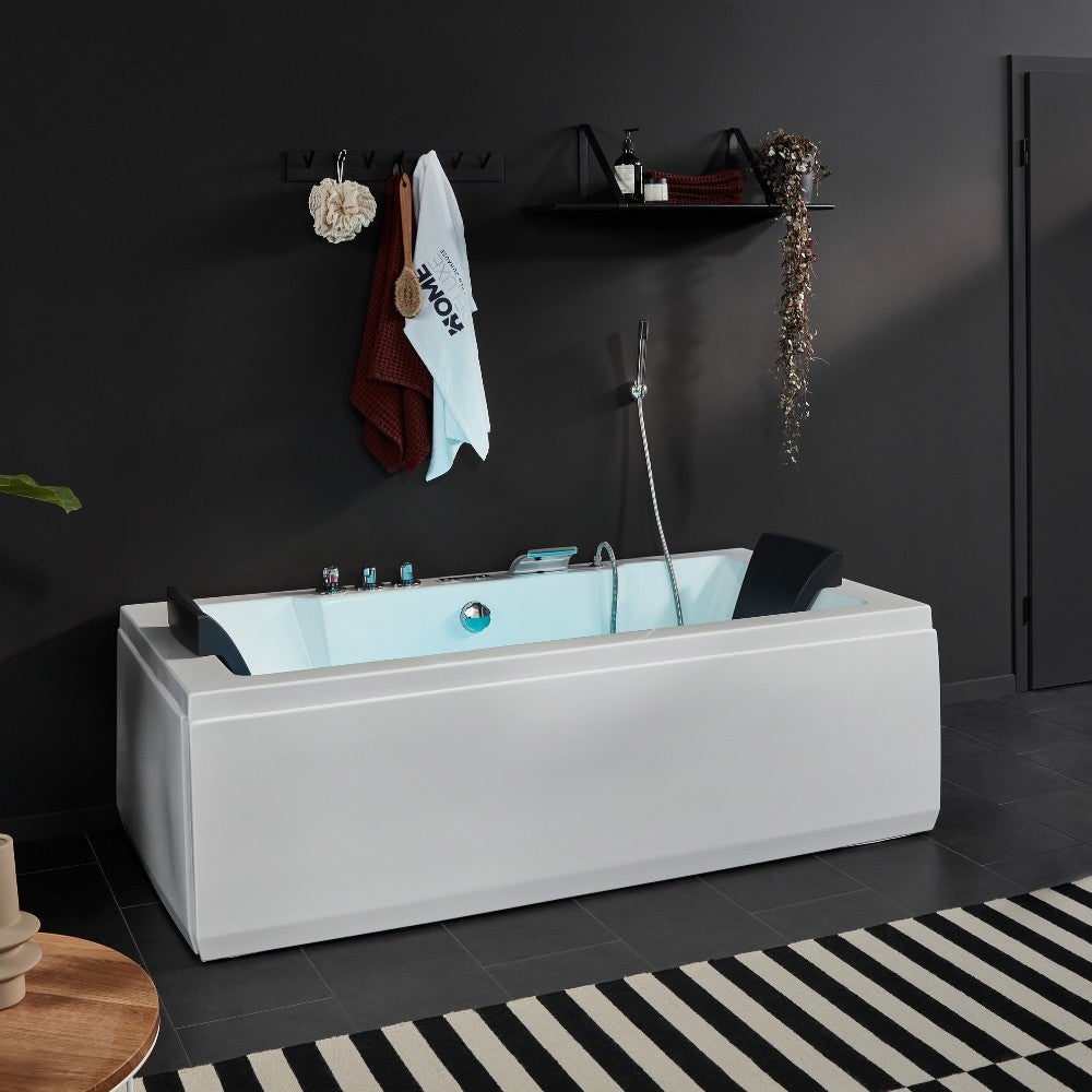 HOME DELUXE - Baignoire balnéo - LAGUNA M PURE - Blanc, dimensions : 180 x 90 x 55 cm - radio, chauffage et luminothérapie inclus I Baignoire balnéo - 3