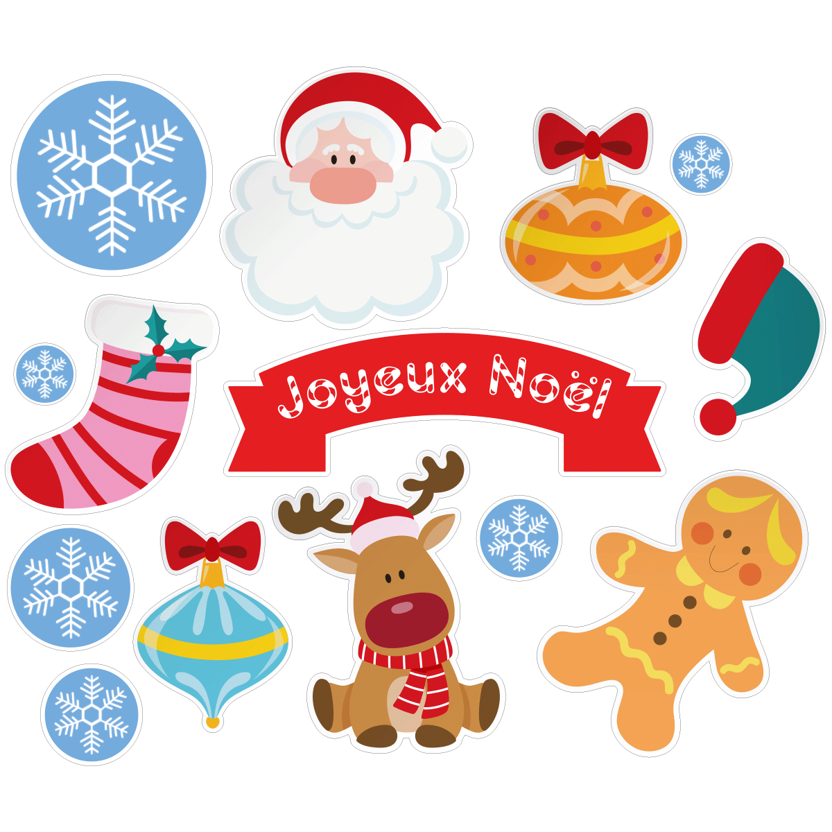 Sticker Noël décorations pour enfants - Autocollants stickers adhésifs noël - décoration fêtes - 60x70cm - 2