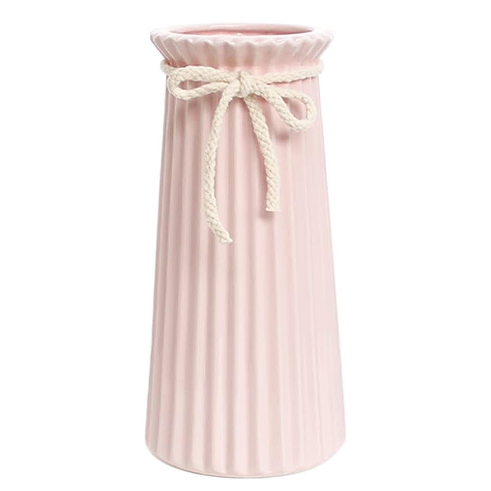 Różowy ceramiczny wazon stożkowy, wys. 19 cm, prosty, nowoczesny i wysoki, w europejskim stylu hydroponicznym, idealny na główną ozdobę.