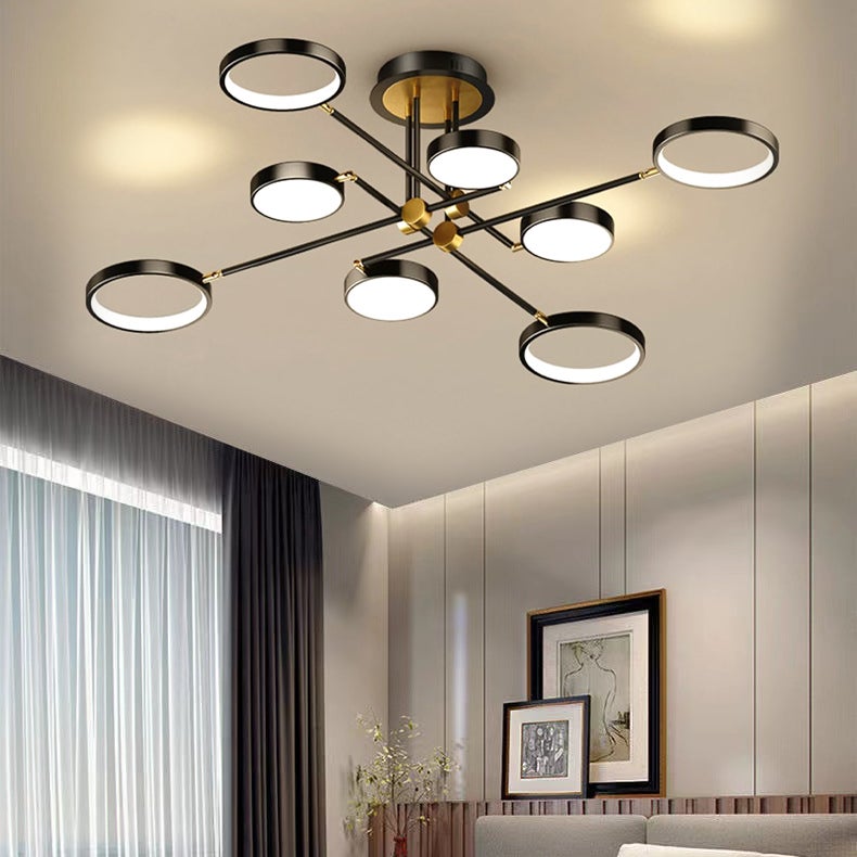Lustre LED 115 cm à 8 têtes avec télécommande, plafonnier LED moderne à intensité variable, suspension, 3 températures de couleur, 96 W - 2