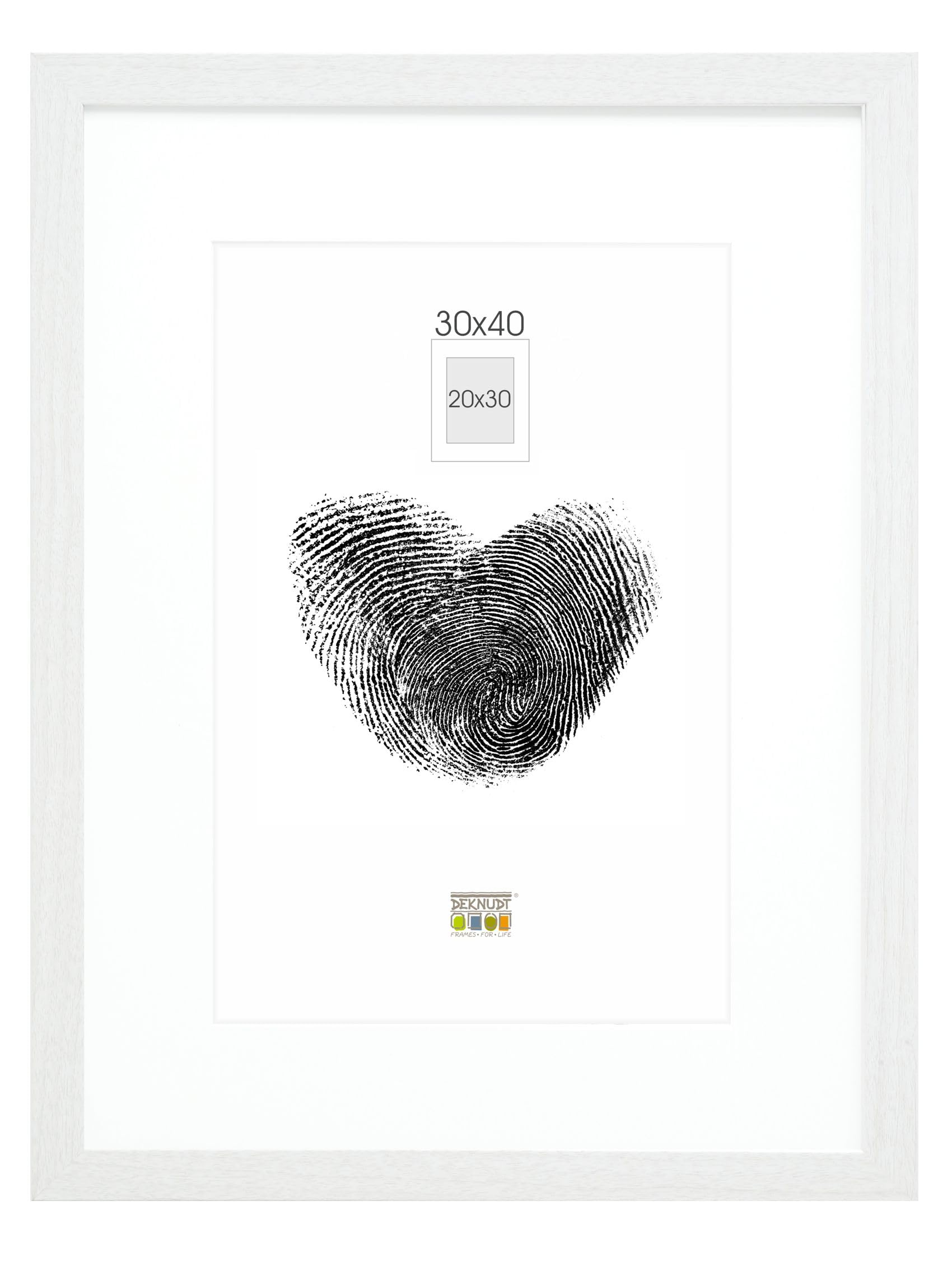 Deknudt frames s66kf1-p1-30.0x40.0 - cornice quadro / foto basic, bordi in legno/mdf, colore bianco, 30 x 40 cm