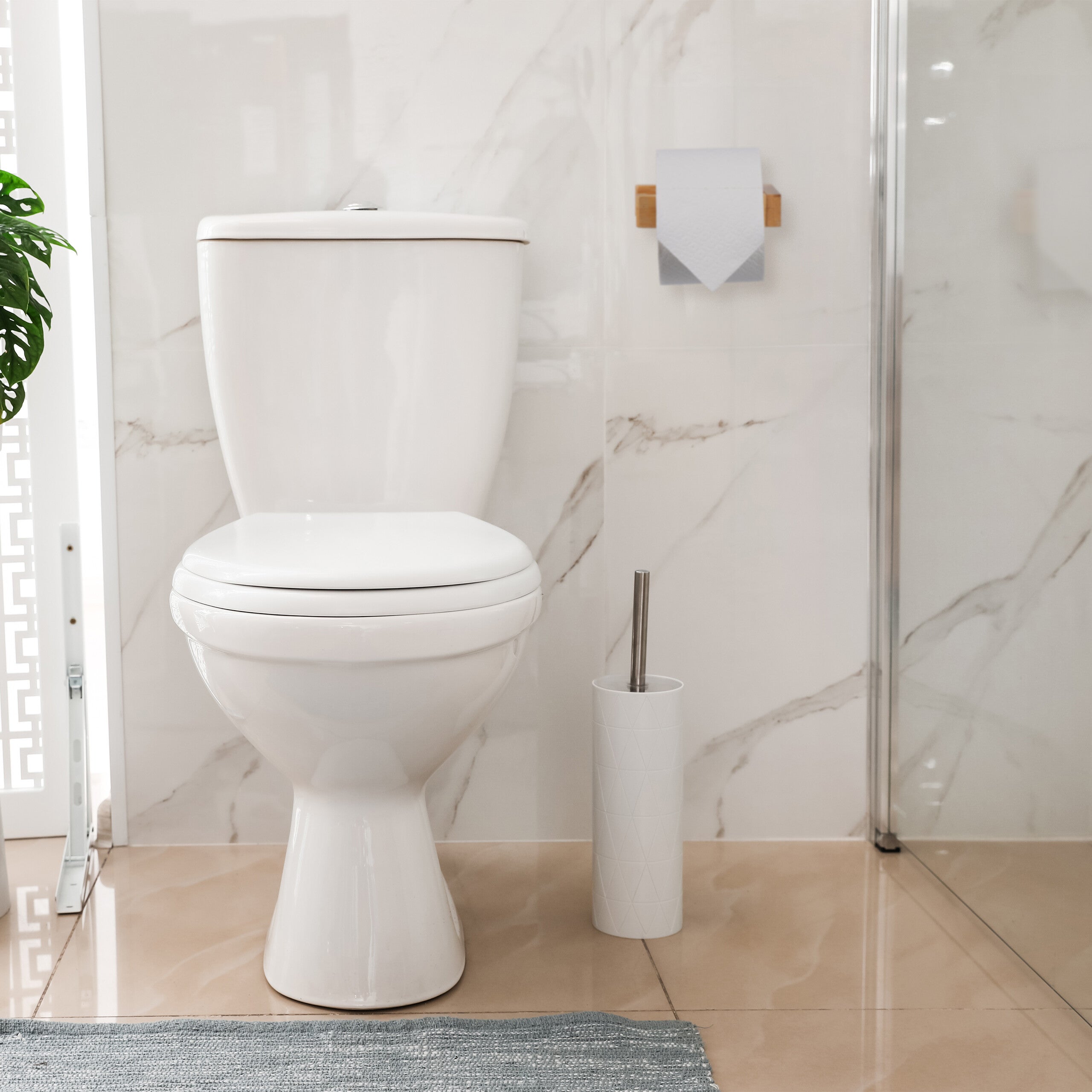SCHYIDA Porte-Papier Toilette Adhésif Bambou Avec Étagère - Support Mural Sans Percage Noir