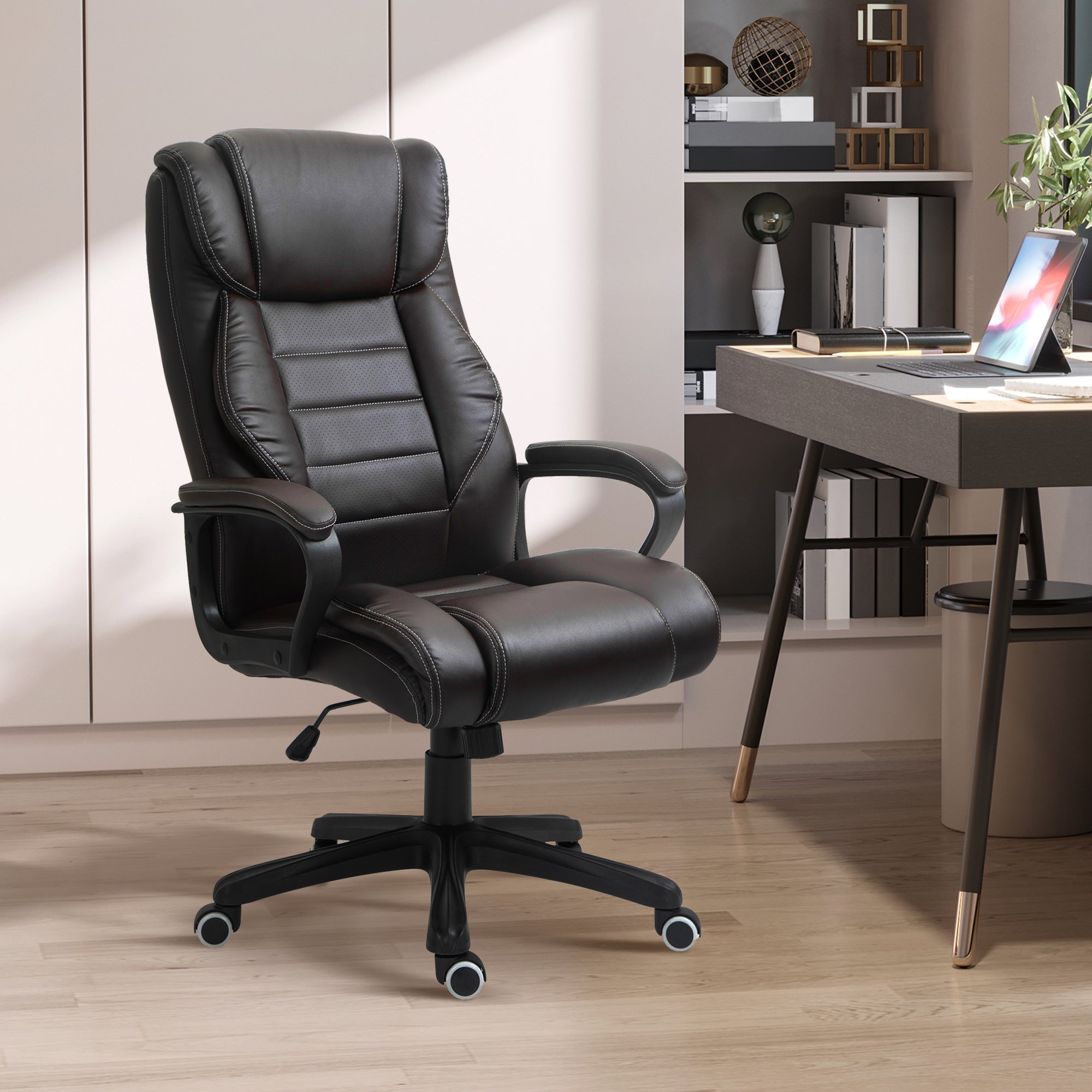 Fauteuil de bureau massant 6 points avec hauteur réglable, marron ...
