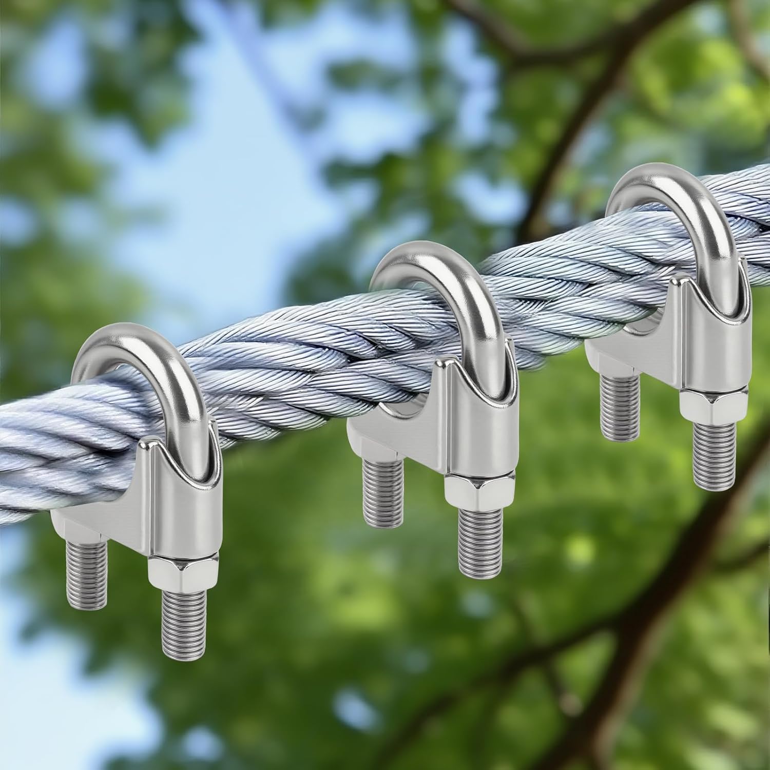 Lot de 20 Serre Cable Acier 5mm,304 Serre Cable Inox,Éviter la Rouille,Bonne Adhérence, pour Des Câbles Jusqu'à 5 mm de Diamètre - 5