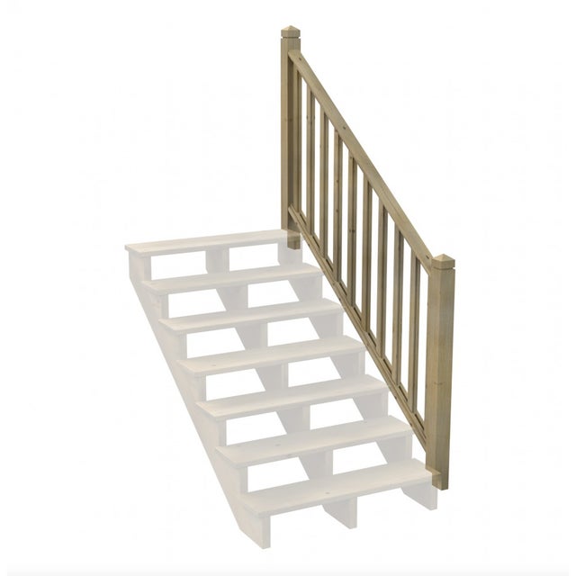 Kit Garde-corps Bois 7 marches LOUISIANE- Escalier Extérieur - Rampes Recoupables - Traité Autoclave - Montage Facile - Garantie 10 ans