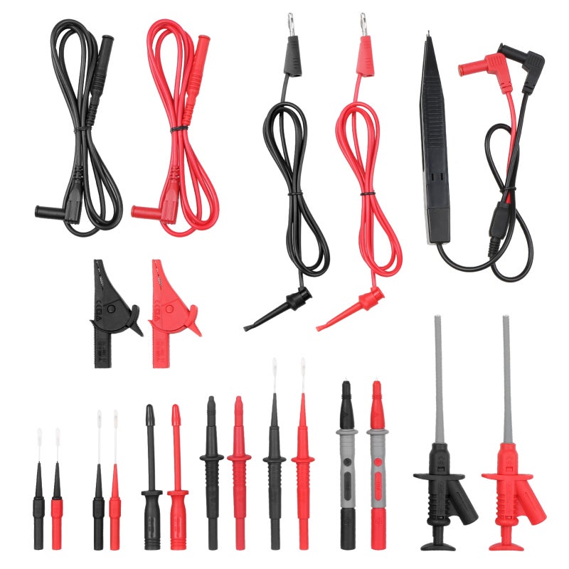 Kit De 17 Sondes Arrière Et Pinces Crocodiles Lisle 64900 - Pour Multimètre - Fils 68 Et 101 Cm - Connecteurs Banane