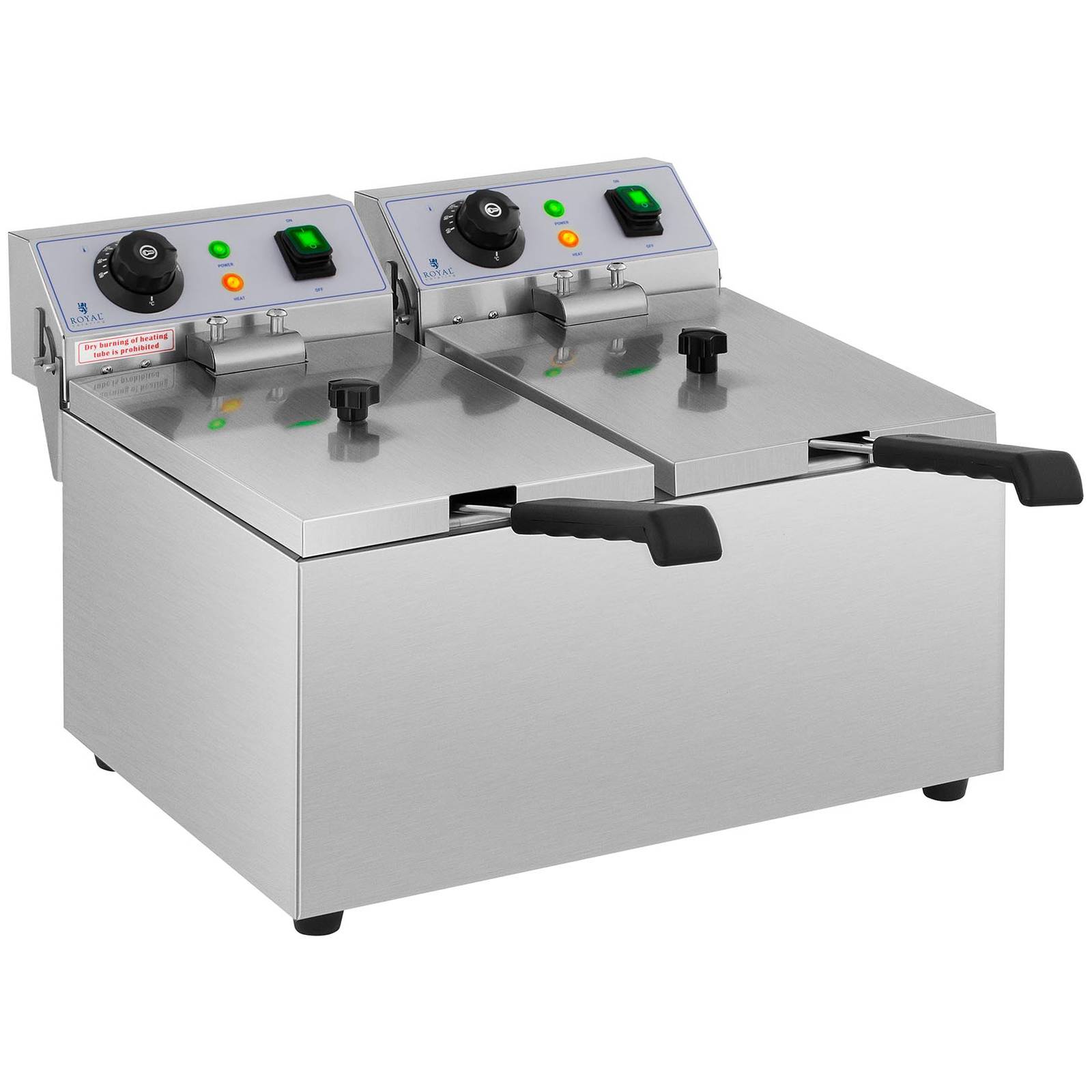Friteuse électrique - Royal Catering - Puissance : 2 x 3 200 W - 2 x 8 l au total / 2 x 4 l d’huile - 2