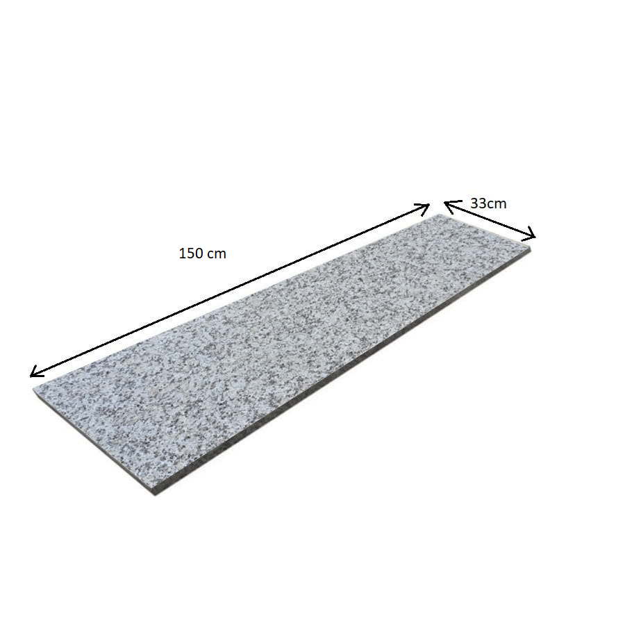 Stopnica granitowa szara płomieniowana Bianco Sardo G602 150x33x3 cm