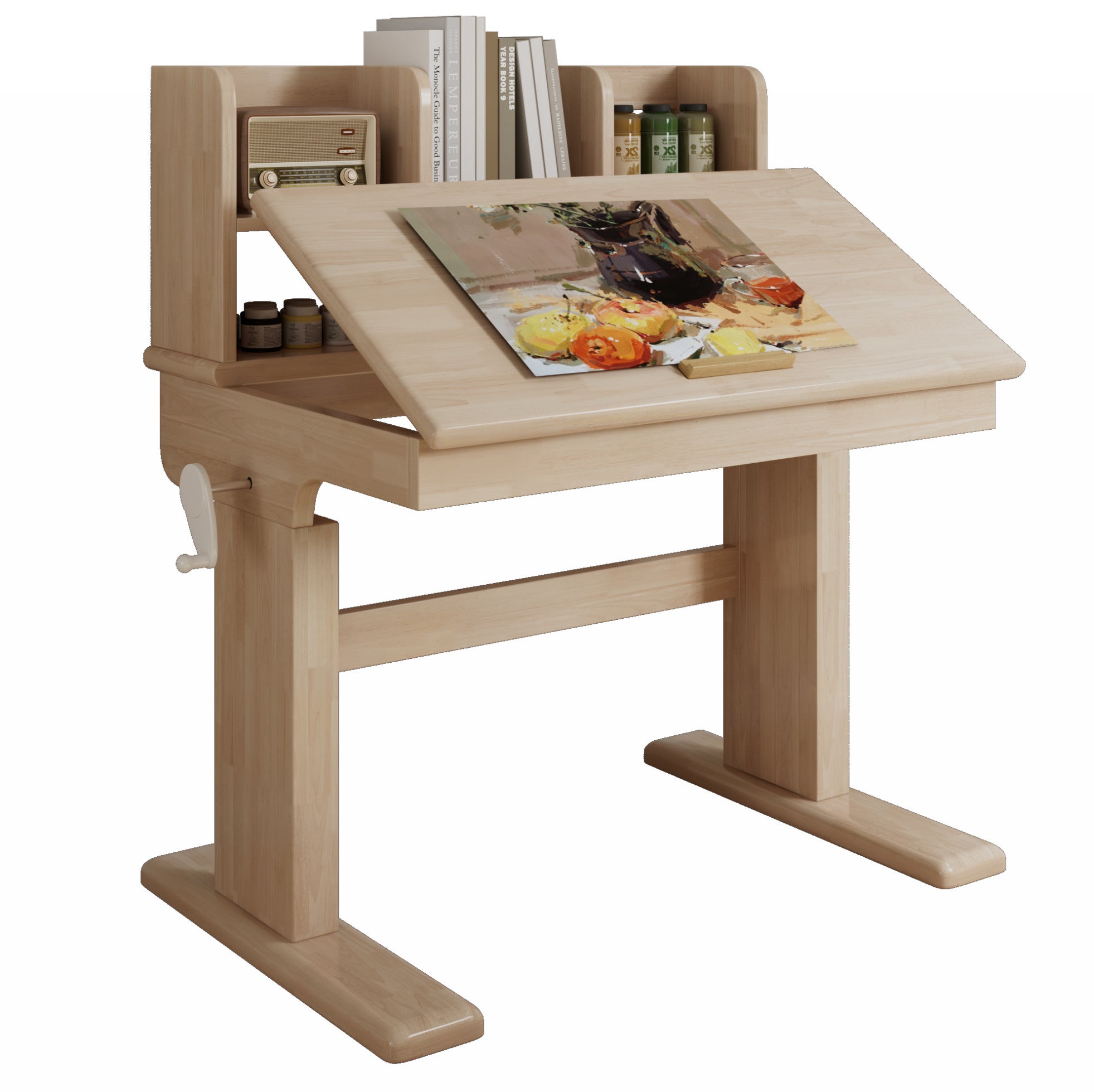 Scrivania per bambini 92x60x89/110,5 cm con piano ribaltabile, altezza ...