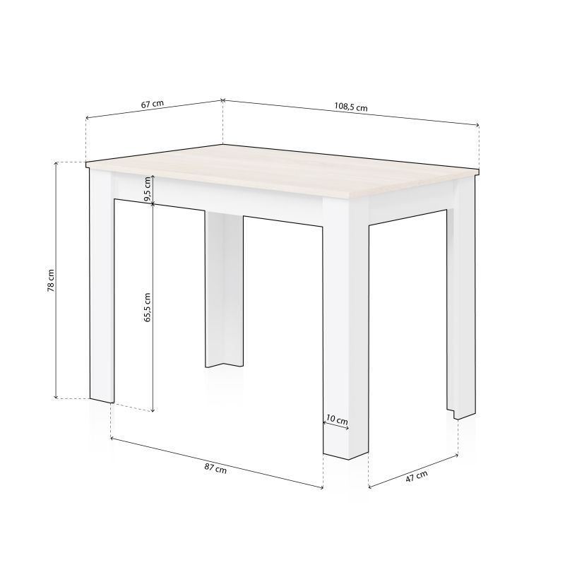 Mesa de jantar Cloe Blanco Artik (Blanco Mate) - Roble Canadian 109 x 78 x 67 cm - 7