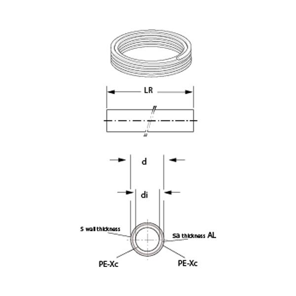 Tube multicouche nu blanc Ø32, en couronne de 50m, HENCO - 2