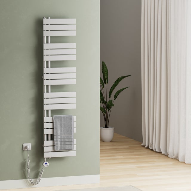 S'AFIELINA Scaldasalviette elettrico con asta riscaldante e termostato, comando elettrico, Bianco,159,9x40 cm 800Watts