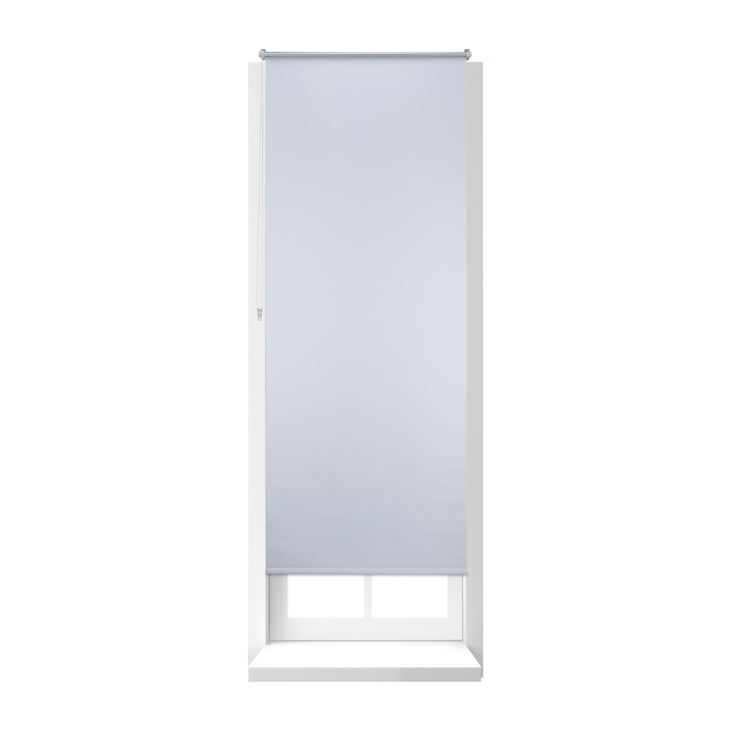 Set 4 estores opacos térmicos sin taladrar, cortinas enrollables 80x210 cm, aluminio-plástico, tela 76 cm ancho, blanco