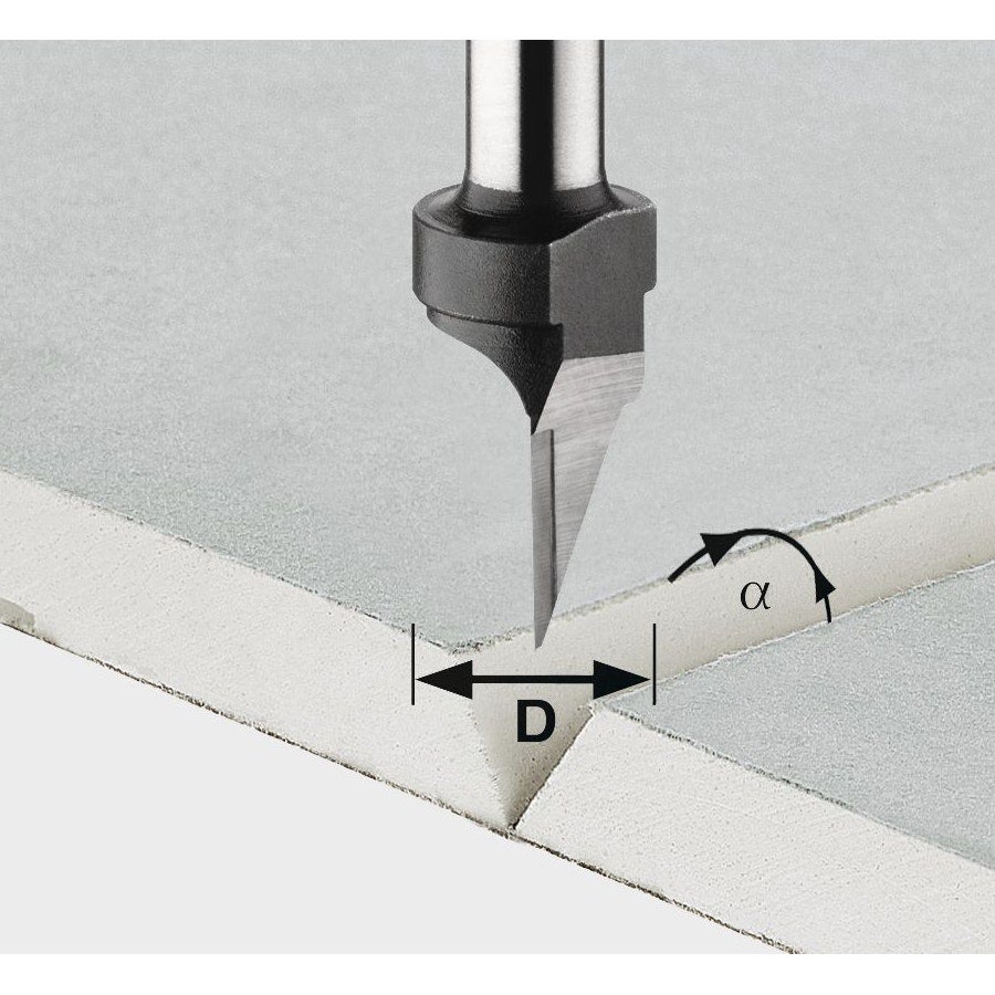 Frez do płyt gipsowo-kartonowych Festool HW trzpień 8 mm HW S8 D12,5/45° - 491000