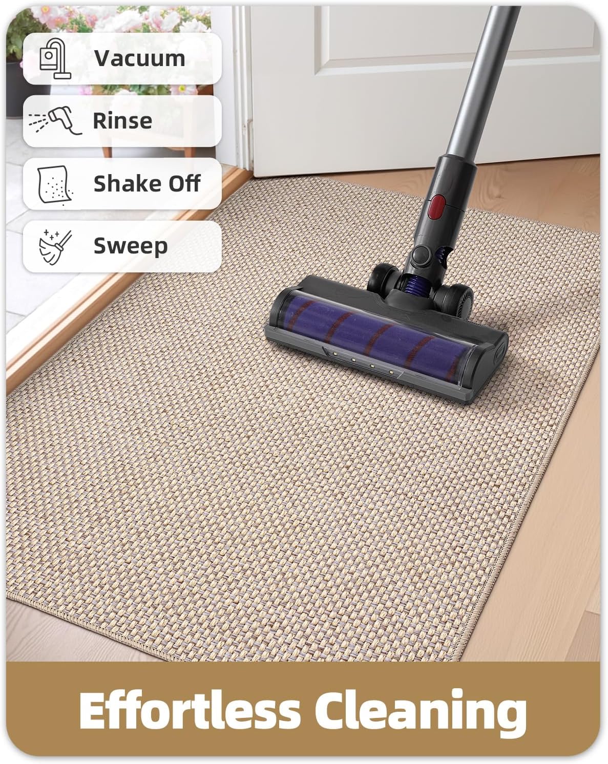 Paillasson Interieur Entree 50x80cm, Antidérapant, Tapis de Porte Absorbant, Lavable, Tapis pour Intérieur, Extérieur, Chambre, Cuisine(Beige) - 7