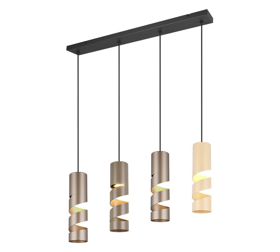 Lampa wisząca Stream czarno-brązowa-kremowa-patyna 4xGU10x10W nowoczesna wym: 150 x 80 x 9 cm metal Trio