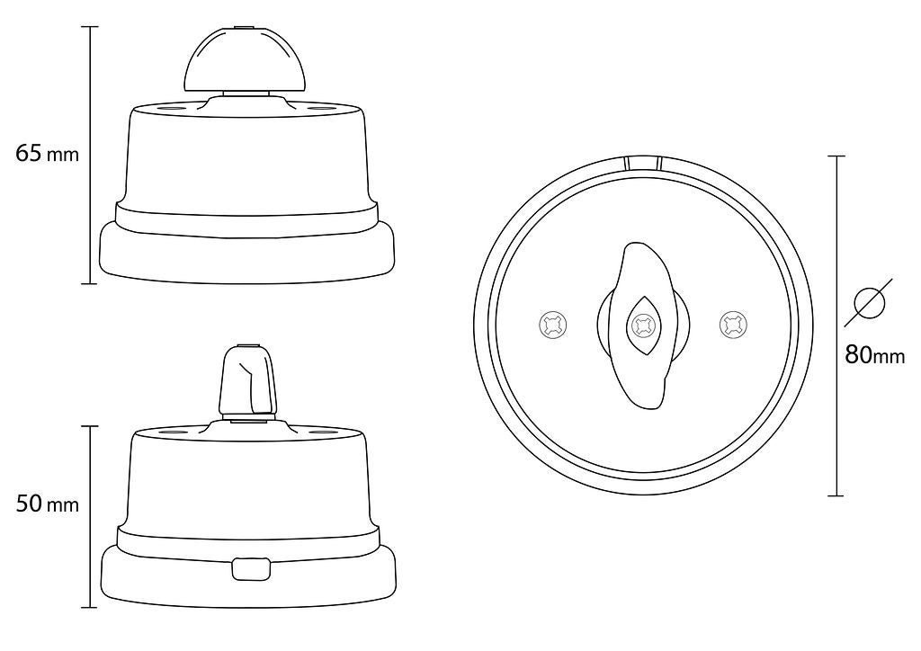DRESS - Interruttore/Deviatore Rotativo Napoleone in Porcellana - 6